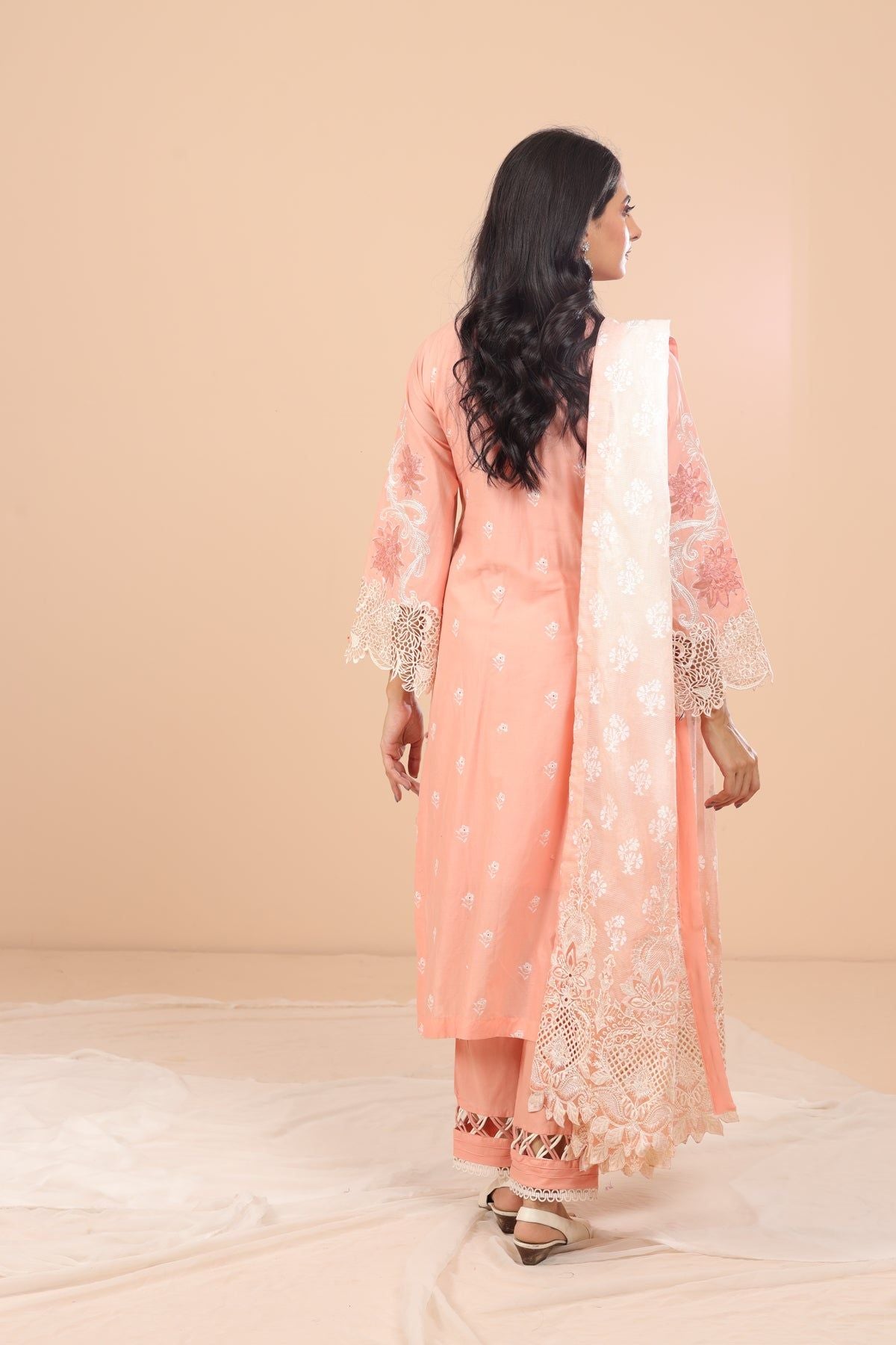Cinderella 3 Piece Suit - Elaf Chikankari Embroidered Women's Ethnic Wear Set for Weddings, Parties & Special Occasions