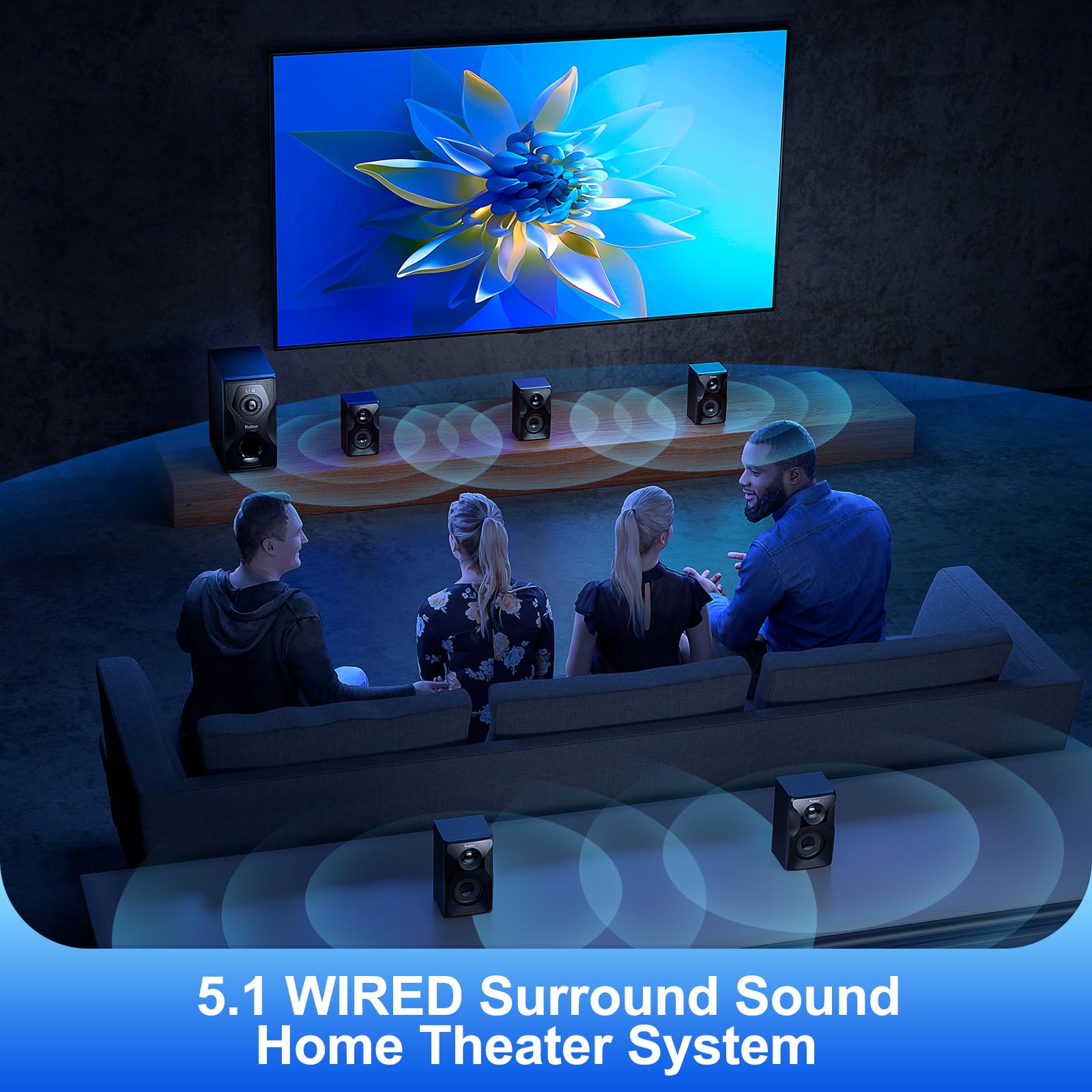 Bobtot 700W 5.1/2.1 Channel Home Theater Speaker System with Bluetooth, HDMI ARC & Optical Input - Powerful 5.25