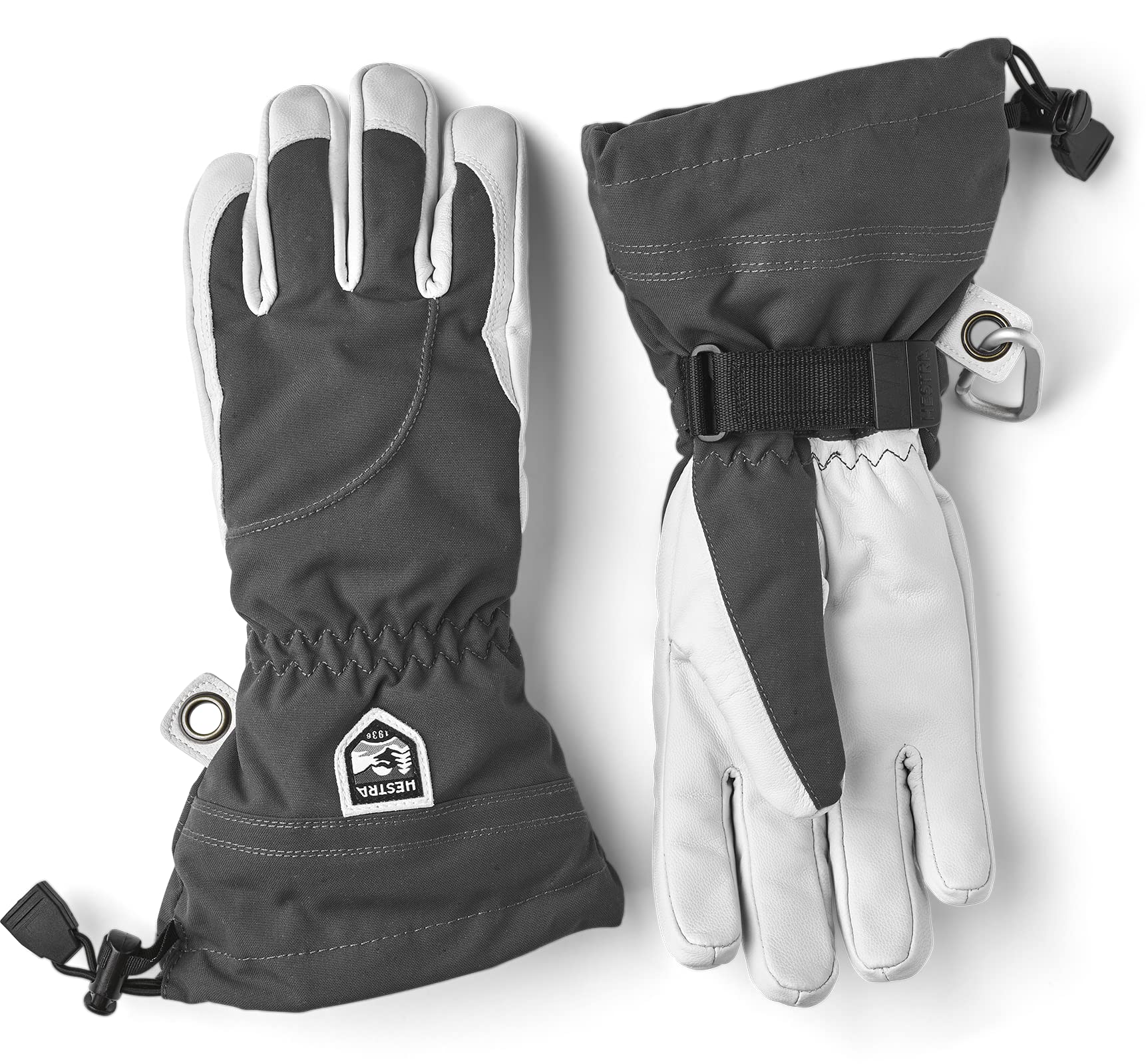 Hestra Women's Heli Ski Gloves - Premium 5-Finger Leather Gloves for Skiing, Snowboarding & Mountaineering - Warm Winter Sports Gloves for Women - Perfect for Alpine Adventures, Backcountry Ski Trips & Cold Weather Outdoor Activities