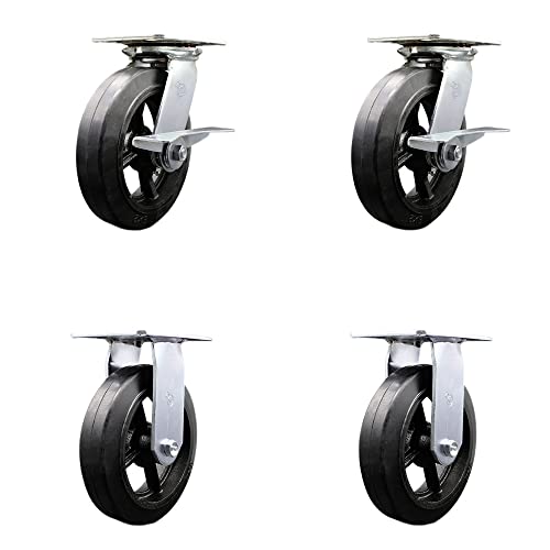 2 Swivel w/2 Side Lock Brakes - 2 Rigid