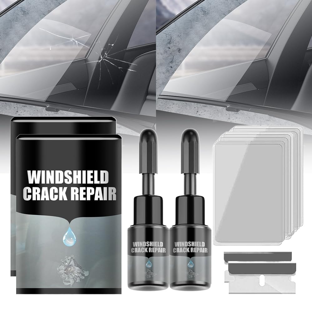 2024 Upgraded Windshield Crack Repair Kit - 2 Set, Car Window Glass Repair Fluid for Scratches, Chips & Cracks | Professional Automotive Windscreen Repair Tool | Perfect for DIY Car Maintenance & Emergency Roadside Repairs