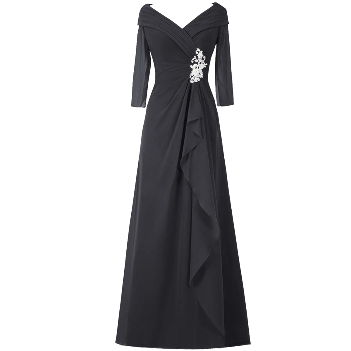 Elegant Chiffon Mother of The Bride Dresses with Lace Detail - Half Sleeve Wedding Guest Evening Gowns for Women | Perfect for Weddings, Formal Events & Special Occasions