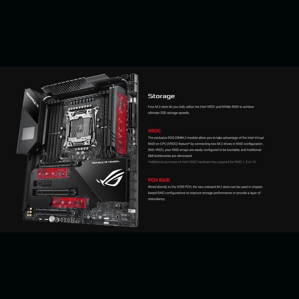 ASUS ROG RAMPAGE VI EXTREME ENCORE Gaming Motherboard - LGA 2066 Socket, Intel X299 Chipset, 3-Year Warranty - Perfect for High-End Gaming PCs and Professional Workstations