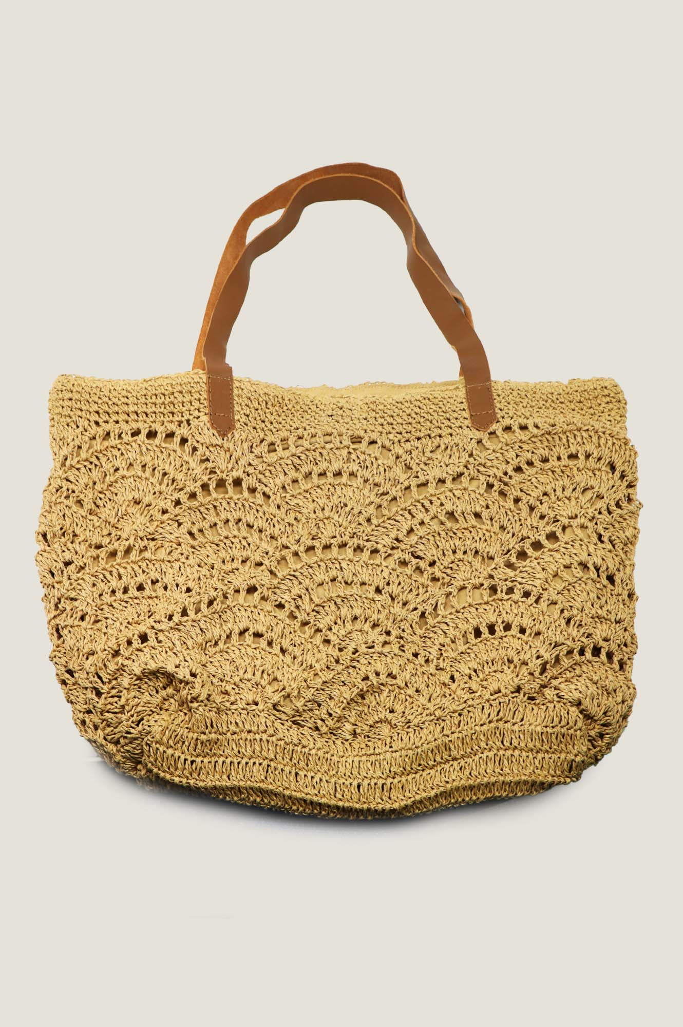 Natural Raffia Crochet Beach Bag - Handmade Straw Tote for Women | Perfect for Summer Vacation, Pool Party & Beach Accessories