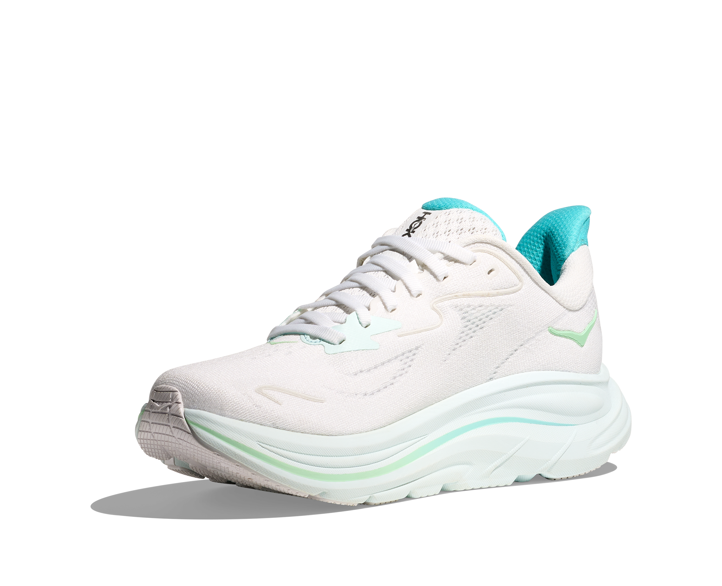 HOKA Women's Clifton 10 WIDE Running Shoes - White/Cielo Blue - Lightweight Cushioned Sneakers for Road Running, Jogging & Gym Workouts