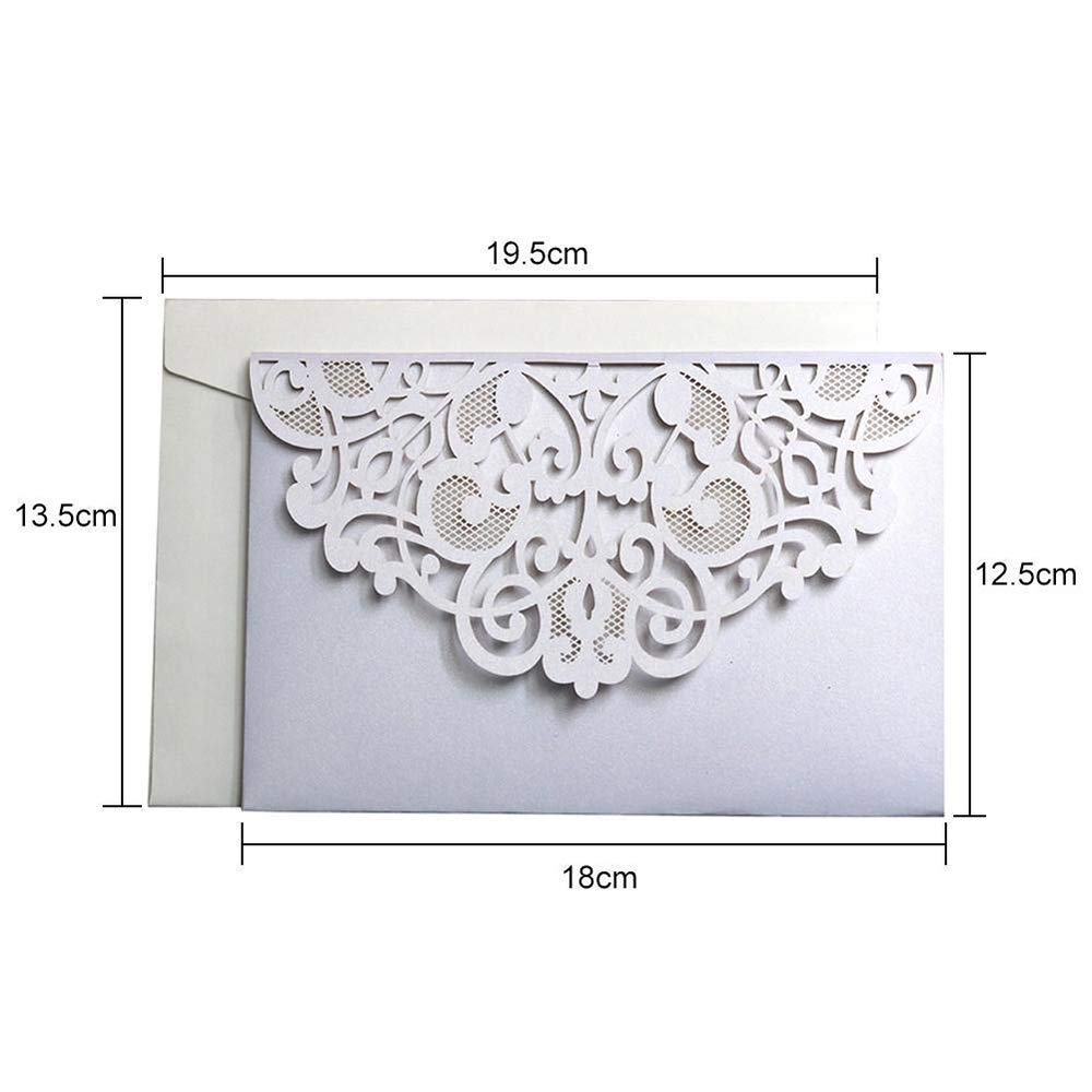 Elegant Lace Flower Hollow Out Wedding Invitation Cards with Blank Inner Sheets - 10 Sets Navy Blue for Wedding, Bridal Shower, Engagement, Birthday & Baby Shower - Perfect for DIY Invitations and Special Events