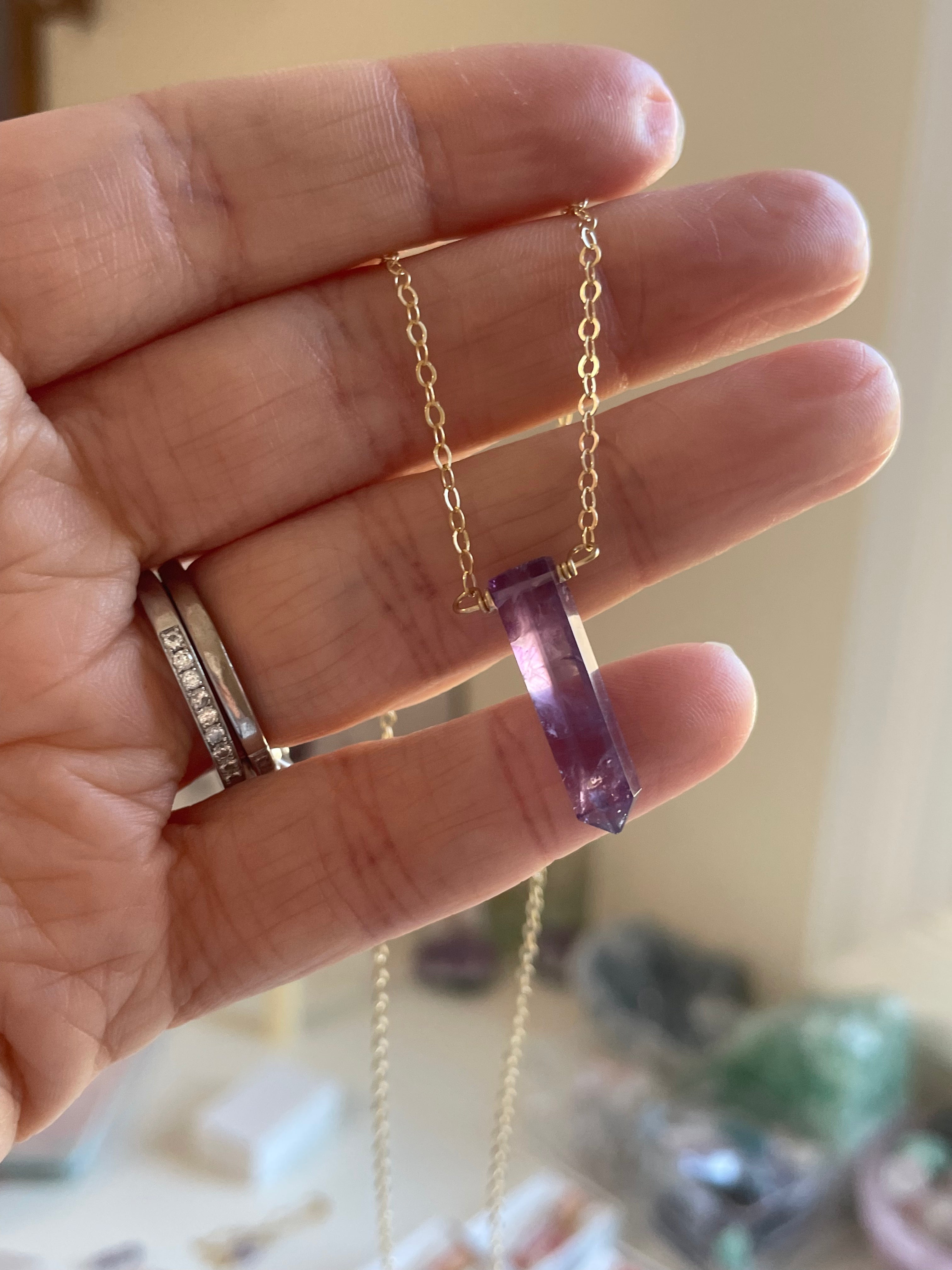 Elegant Amethyst Point Necklace - February Birthstone Crystal Pendant for Women | Perfect for Valentine's Day Gifts, Birthday Presents & Spiritual Healing Jewelry