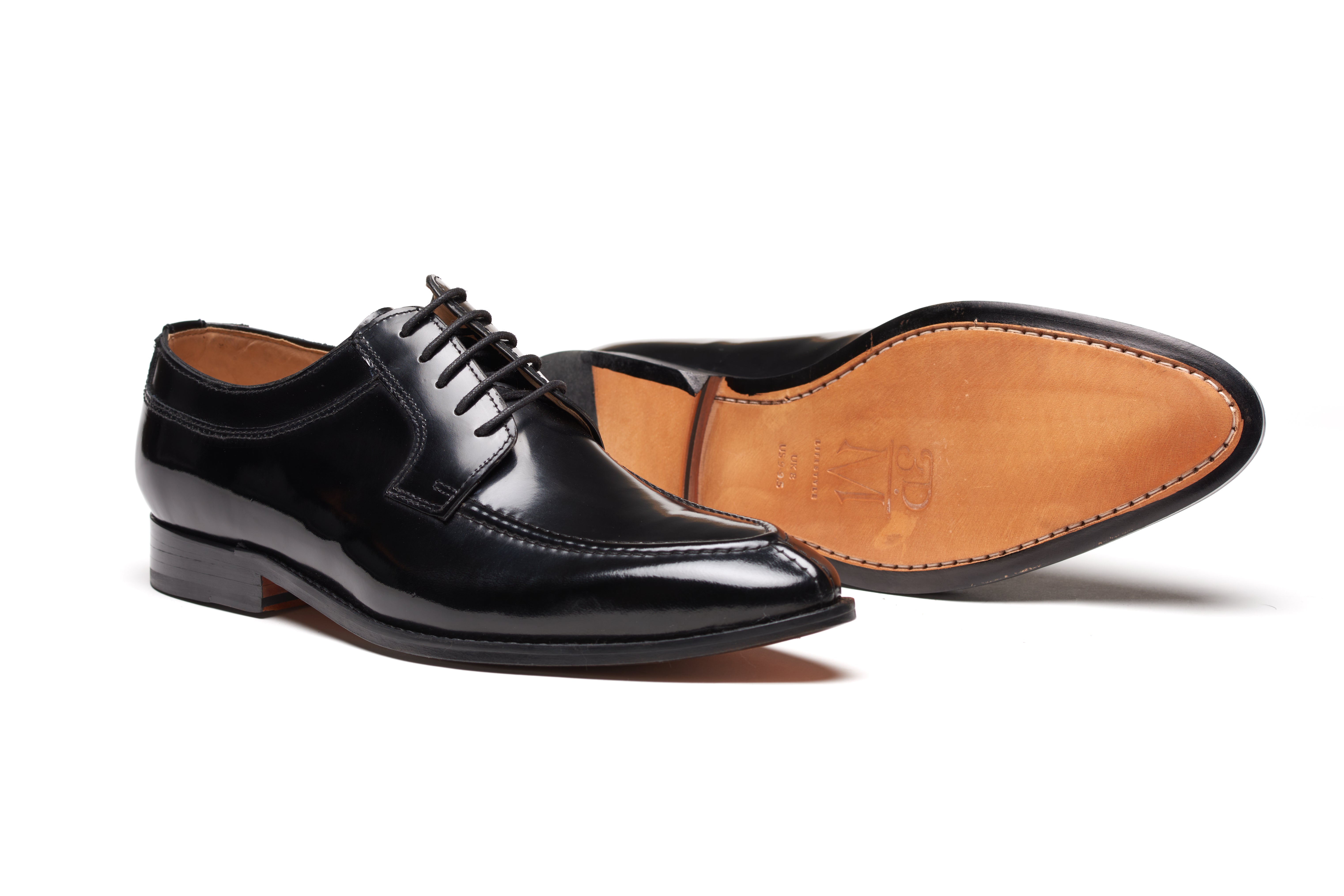 Premium High Gloss Black Split Toe Derby Shoes - Elegant Men's Dress Shoes for Business, Formal Events & Special Occasions