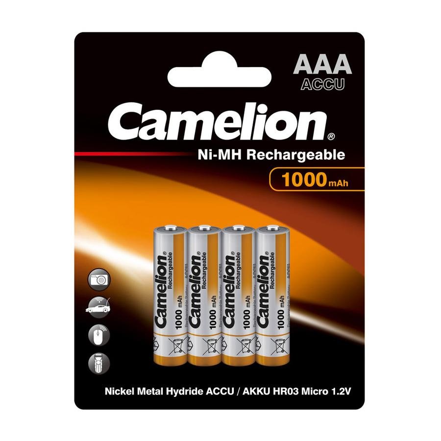 Camelion AAA Rechargeable Ni-MH Batteries 1000mAh 4-Pack - Long Lasting Power for Toys, Remote Controls, Flashlights & Electronic Devices