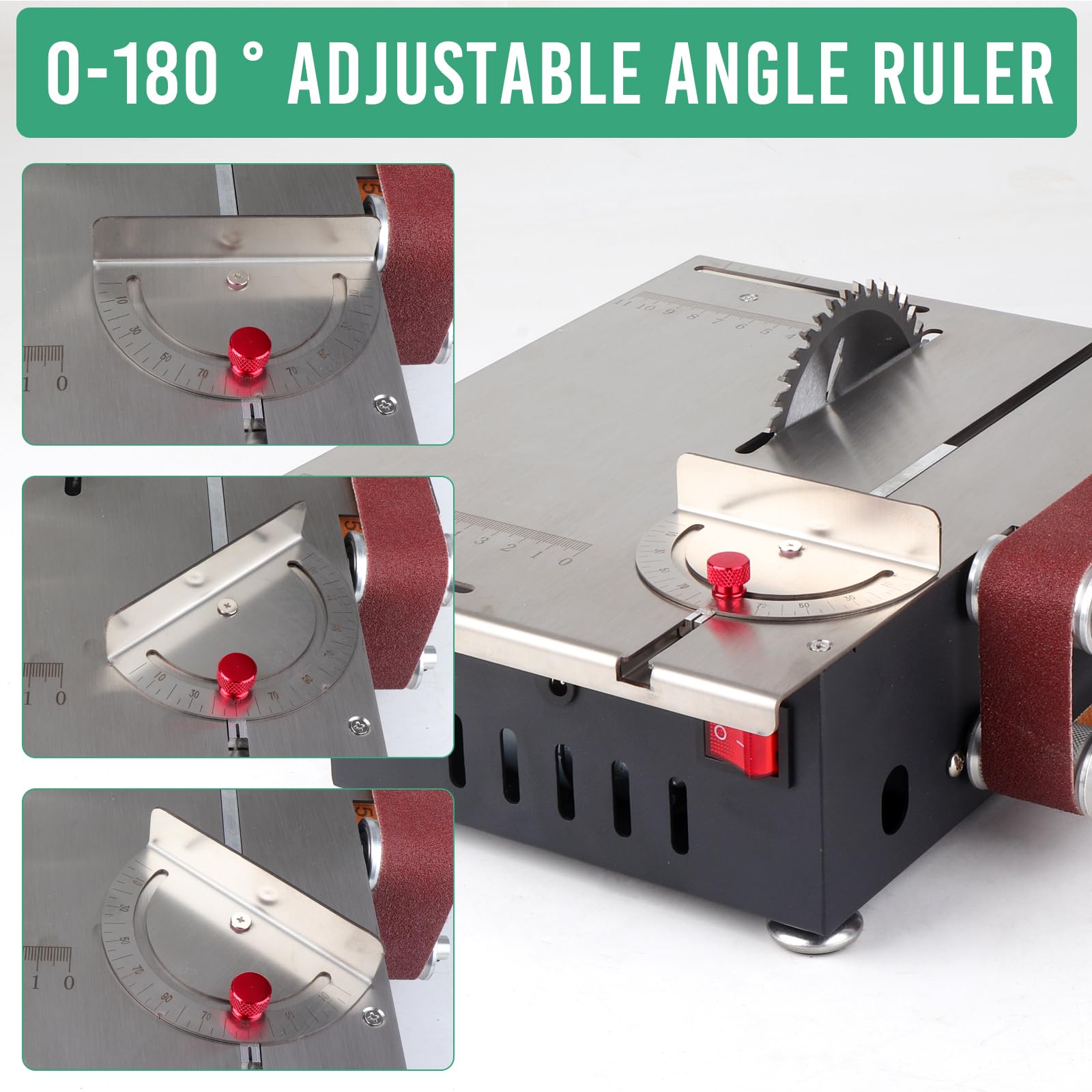 Mini Table Saw with 4 Blades & Belt Sander - Portable Multi-Functional Cutting & Sanding Machine for Wood, Metal, PCB, Acrylic & Plastic | Includes 10 Sanding Belts | Perfect for DIY Projects, Woodworking & Crafting (VGJ-2)
