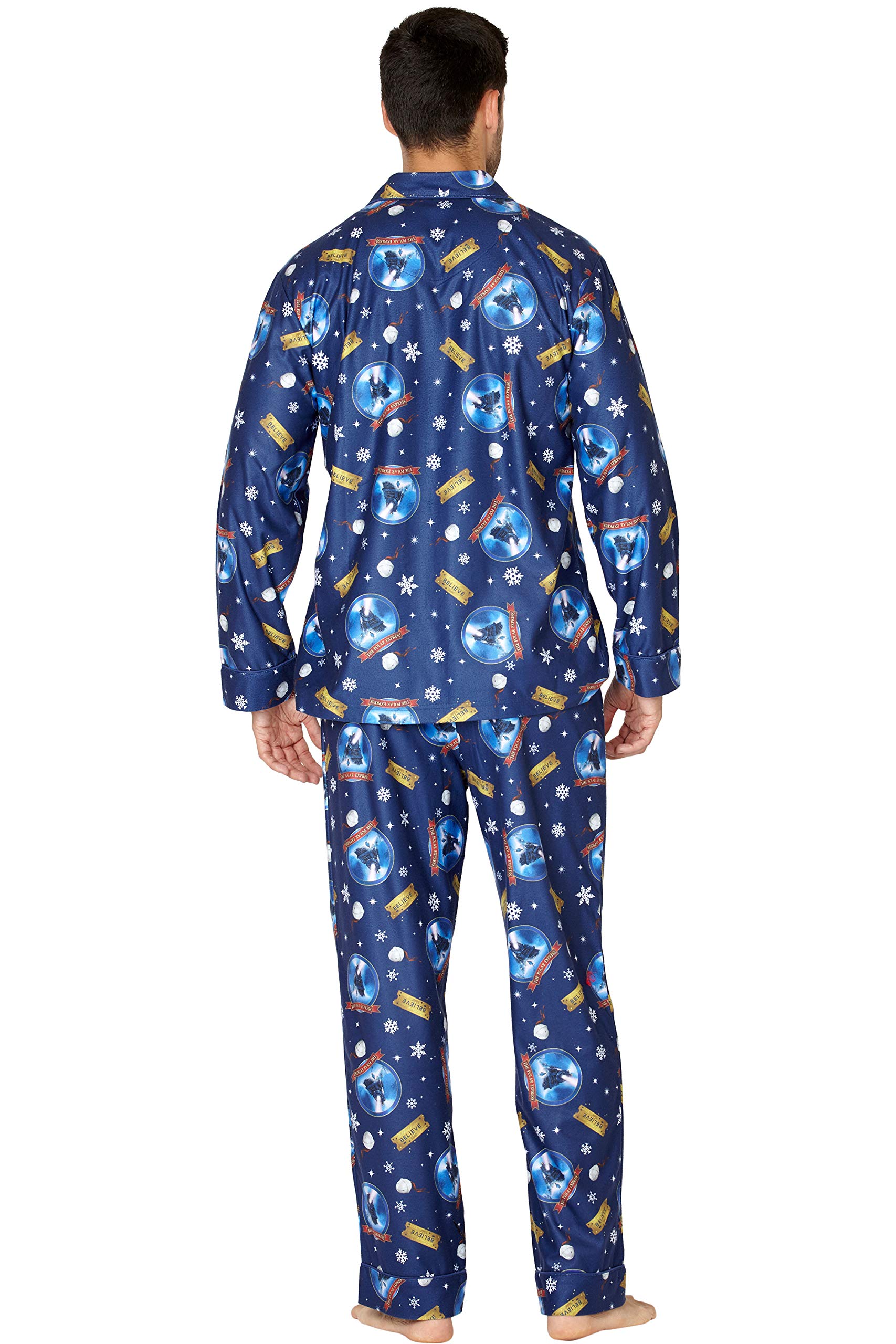 Polar Express The Adult Believe Button-Front Coat Shirt and Pants Pajama Set - Cozy Christmas Pajamas for Holiday Movie Nights & Family Gatherings
