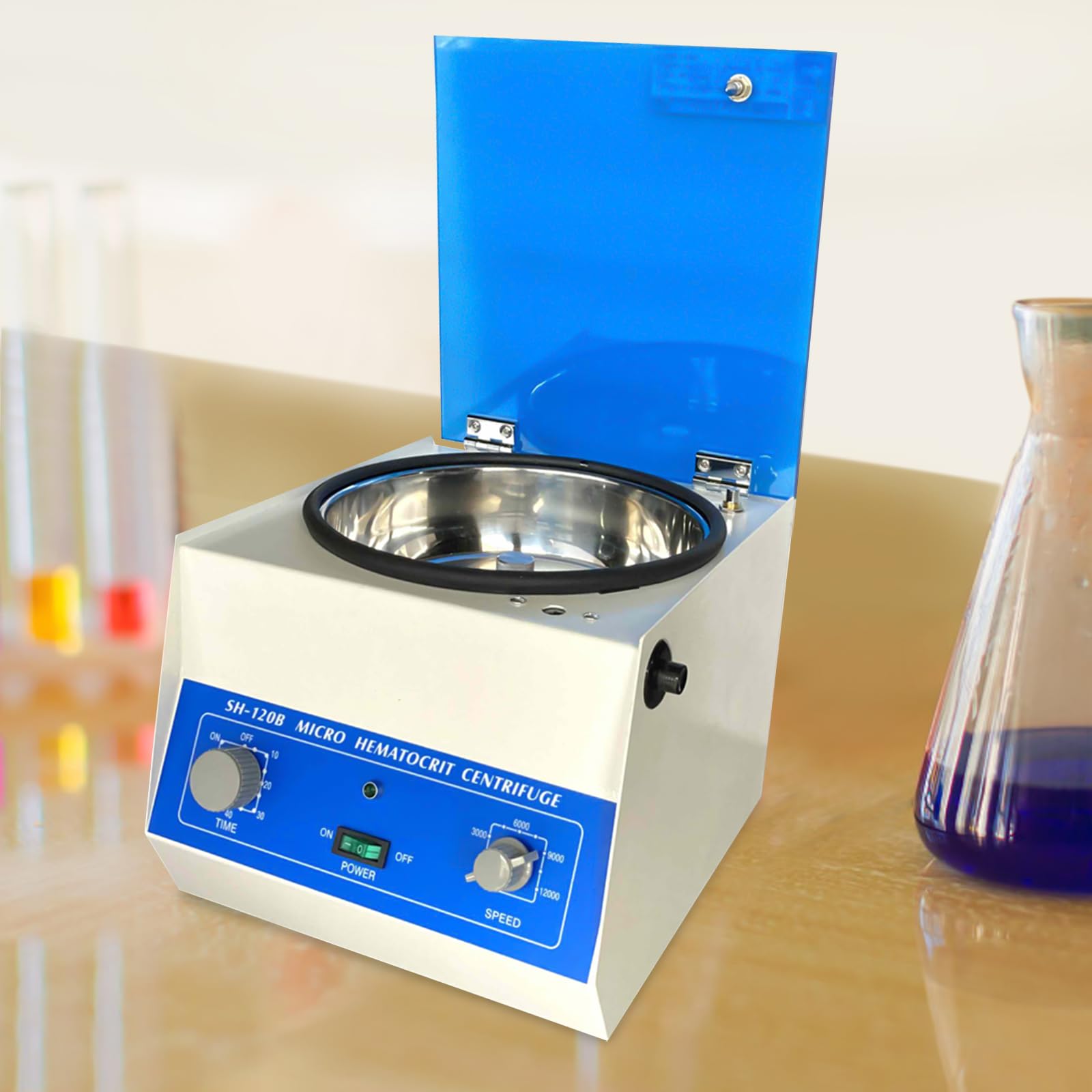 110V 100W SH-120B Lab Centrifuge Machine - High Speed Electric Medical Centrifuge for Microhematocrit Testing | Ideal for Hospitals, Clinics & Medical Laboratories