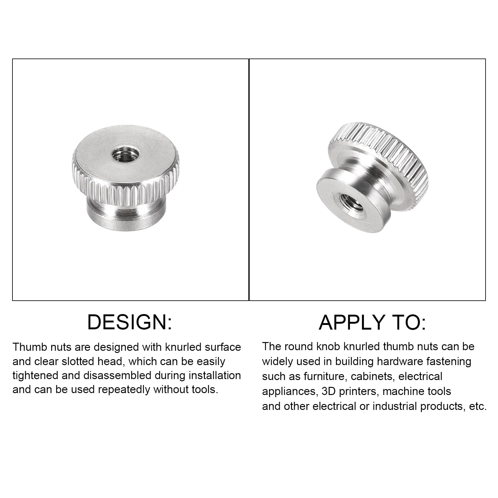 METALLIXITY M3x11x7mm Knurled Thumb Nuts (2 Pack) - 304 Stainless Steel Round Rod Hand Adjusting Nuts for Construction Hardware & Fasteners - Perfect for DIY Projects, Furniture Assembly, and Home Repairs
