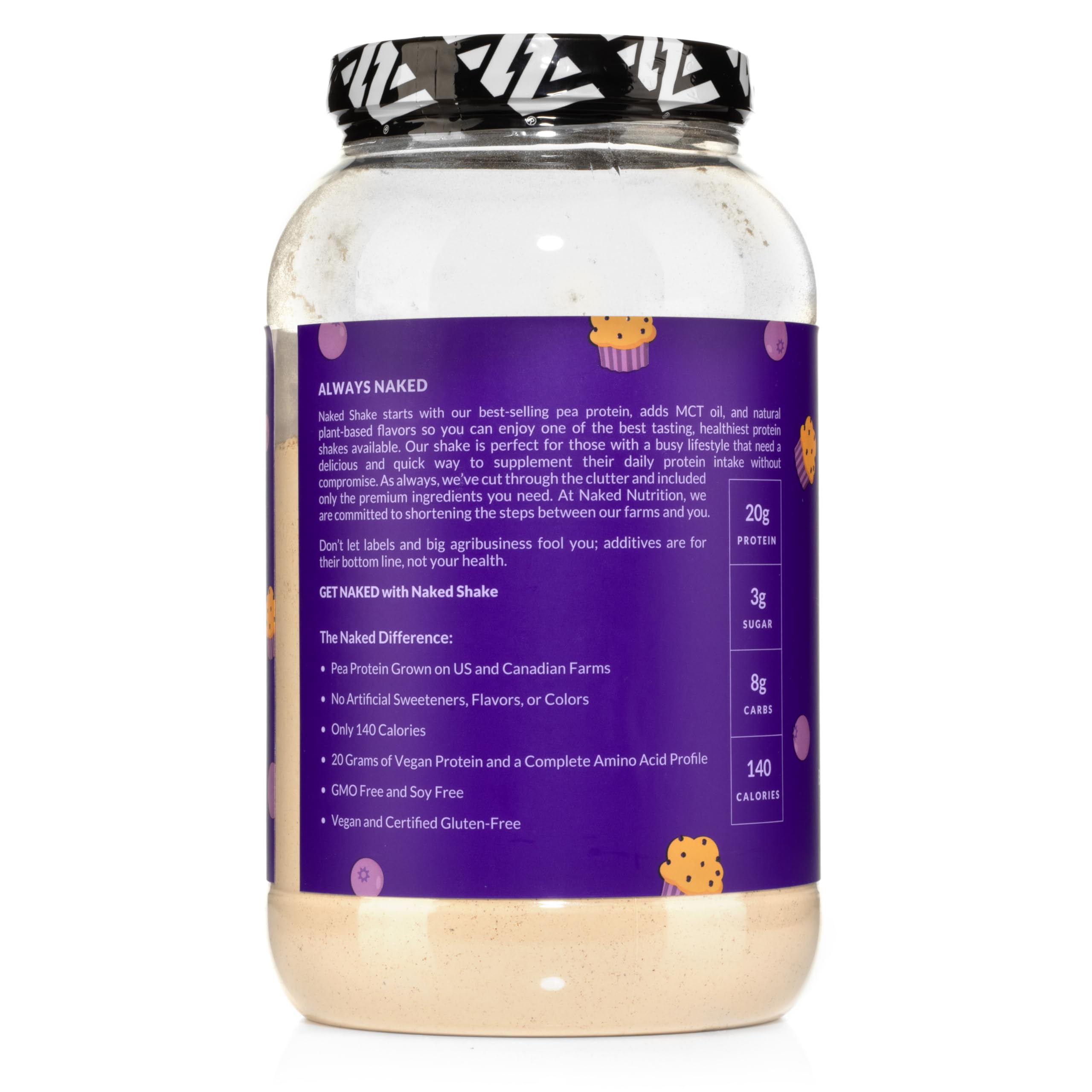 Blueberry Muffin Protein Powder - Plant-Based Vegan Protein Shake with MCT Oil from US & Canadian Farms | Gluten-Free, Soy-Free, Non-GMO, No Artificial Sweeteners | 30 Servings for Post-Workout Recovery & Healthy Breakfast Smoothies