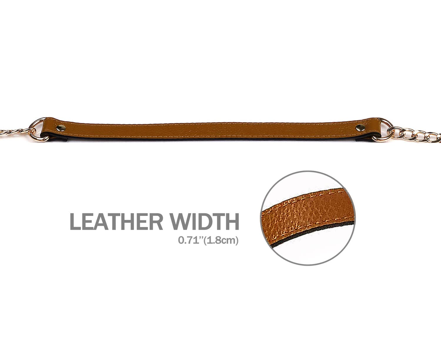 VanEnjoy Replacement Chain & Genuine Leather Crossbody Shoulder Strap for Handbags - Adjustable Brown Leather Purse Strap for Women's Purses, Totes & Shoulder Bags | Perfect for Work, Travel & Everyday Use