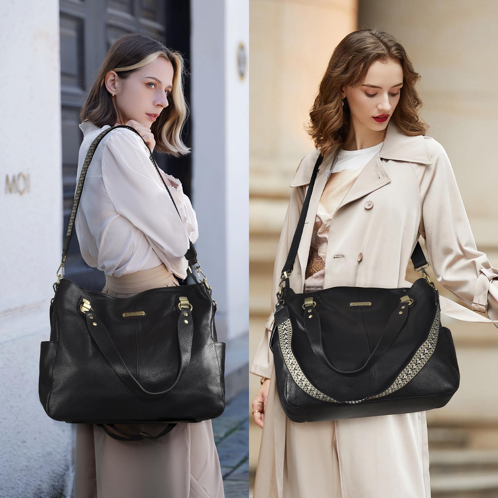 Blofinche Genuine Leather Hobo Bag for Women - Large Slouchy Tote Purse, Soft Real Leather Shoulder Handbag Satchel for Laptop, Work & Travel | Perfect for Office, Commuting & Everyday Use