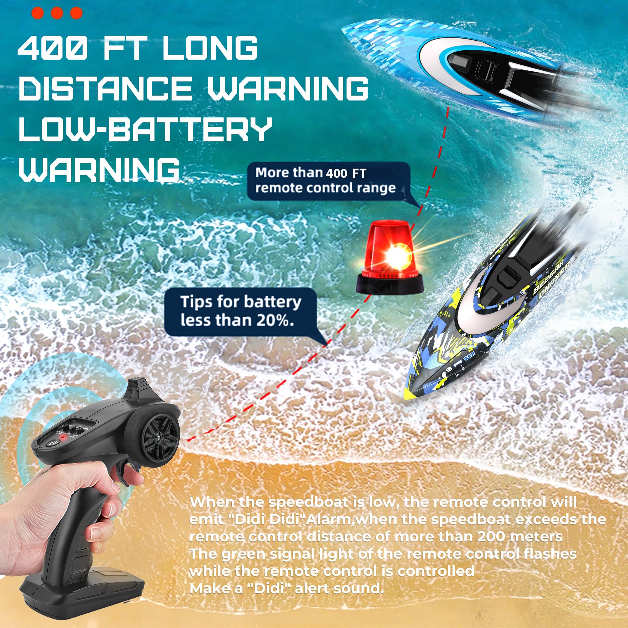 BEZGAR 2 Pack Fast Speed Remote Control Boat - 12 Inch RC Boat with Portable Suitcase, 30 KPH for Lakes, Pools & Saltwater - Summer Water Toys for Adults & Kids Ages 6-12 - Perfect Gift for Boys Birthday, Outdoor Water Play & Family Fun Activities
