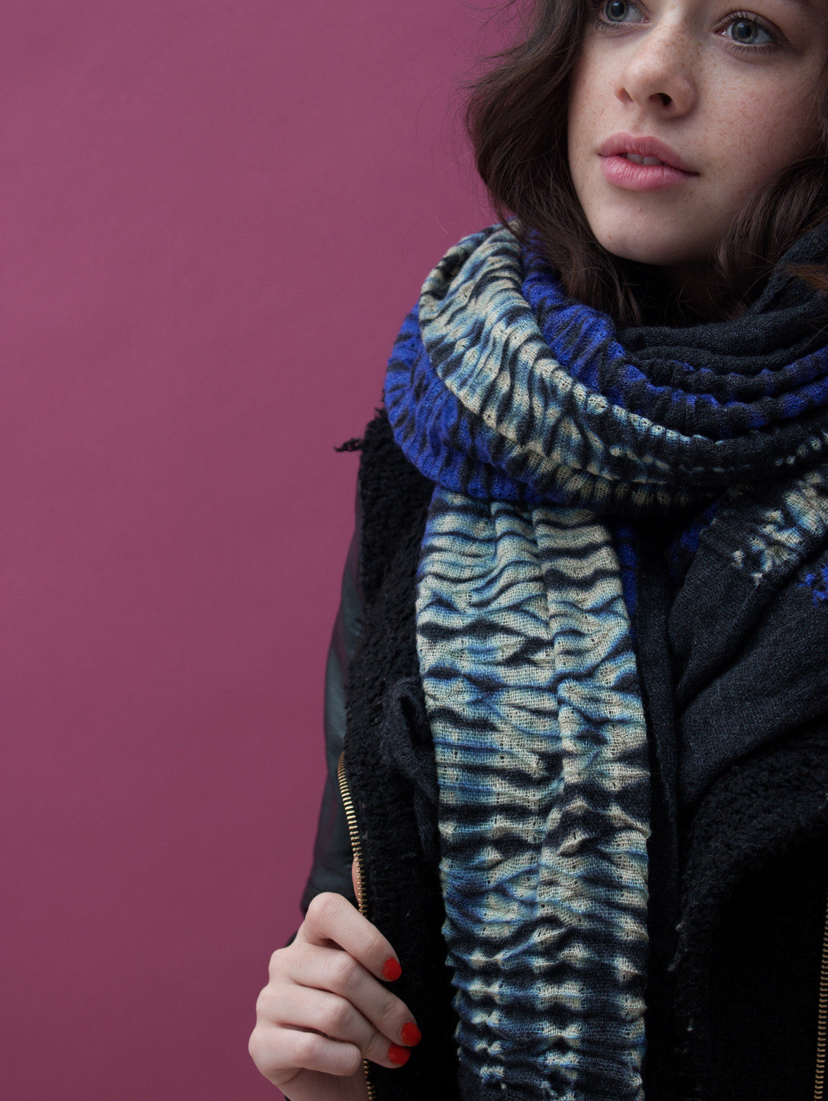 Handmade Shibori Tie Dye Merino Wool Scarf - Soft & Lightweight Winter Accessory for Women - Perfect for Cold Weather, Travel & Fashion Outfits