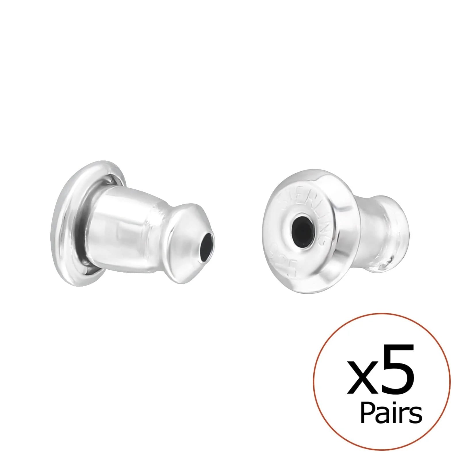 5 Pairs Bullet Shape Silver Butterfly Back Earrings for Women - Hypoallergenic Stud Earrings for Sensitive Ears - Perfect for Daily Wear, Parties & Gifts