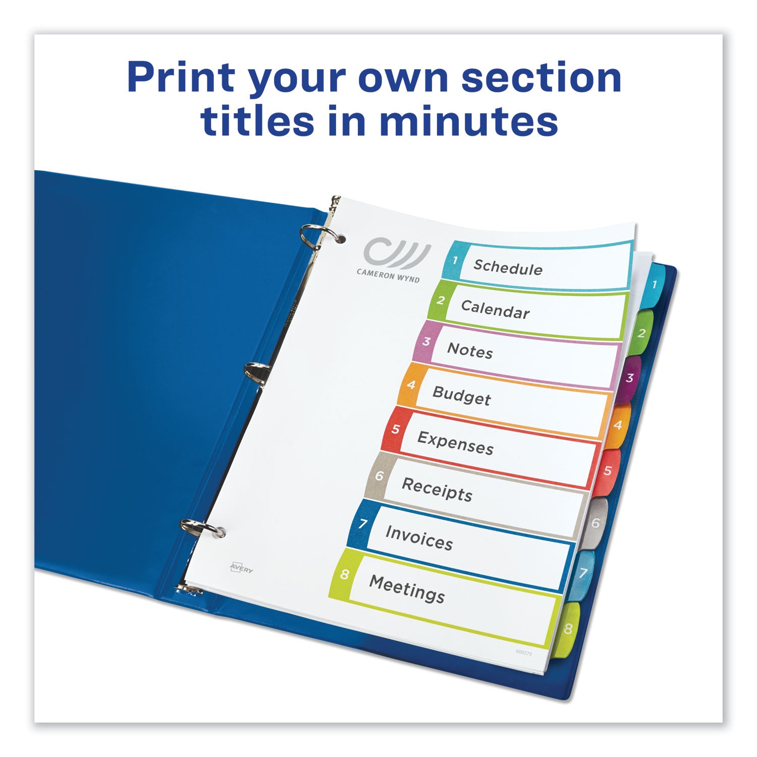 Avery Customizable TOC Ready Index Multicolor Tab Dividers - 8 Tabs (1-8), 11 x 8.5 Inches, White with Contemporary Color Tabs - Perfect for Office Organization, School Binders & Document Filing