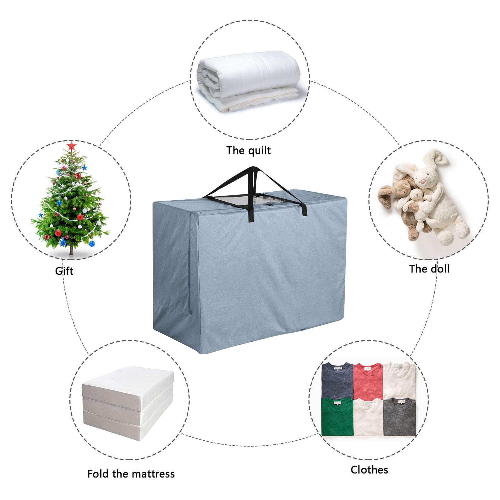 **Waterproof Patio Furniture Cushion Storage Bag with Clear View Window - Dustproof Outdoor Cover for Seat Cushions - Lightweight & Portable (40 x 28 x 18 Inches, Grey) - Perfect for Deck, Poolside & Outdoor Furniture Protection**