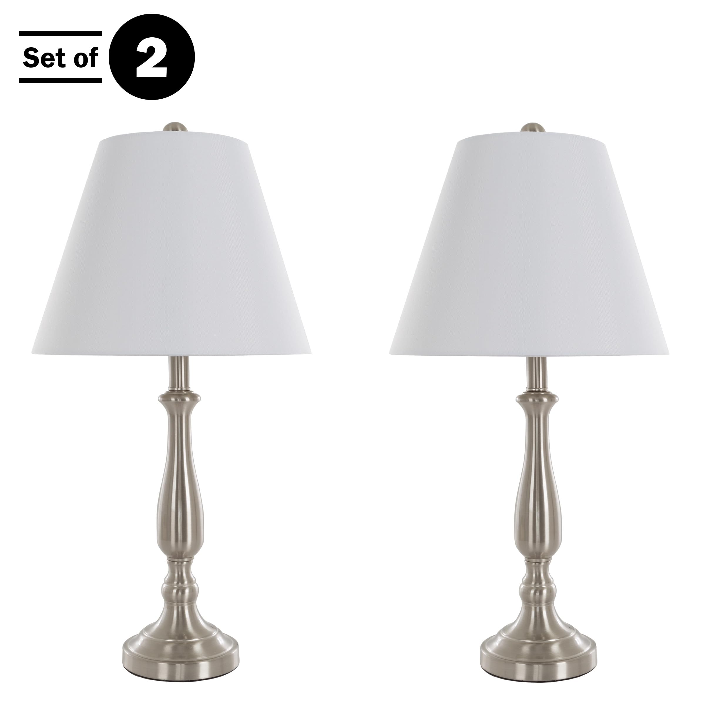 Premium Brushed Steel Table Lamps Set of 2 - Modern LED Accent Lighting for Bedroom, Living Room, Office & Entryway - Elegant Home Decor by Lavish Home | Perfect for Nightstands, Desks & Cozy Reading Nooks