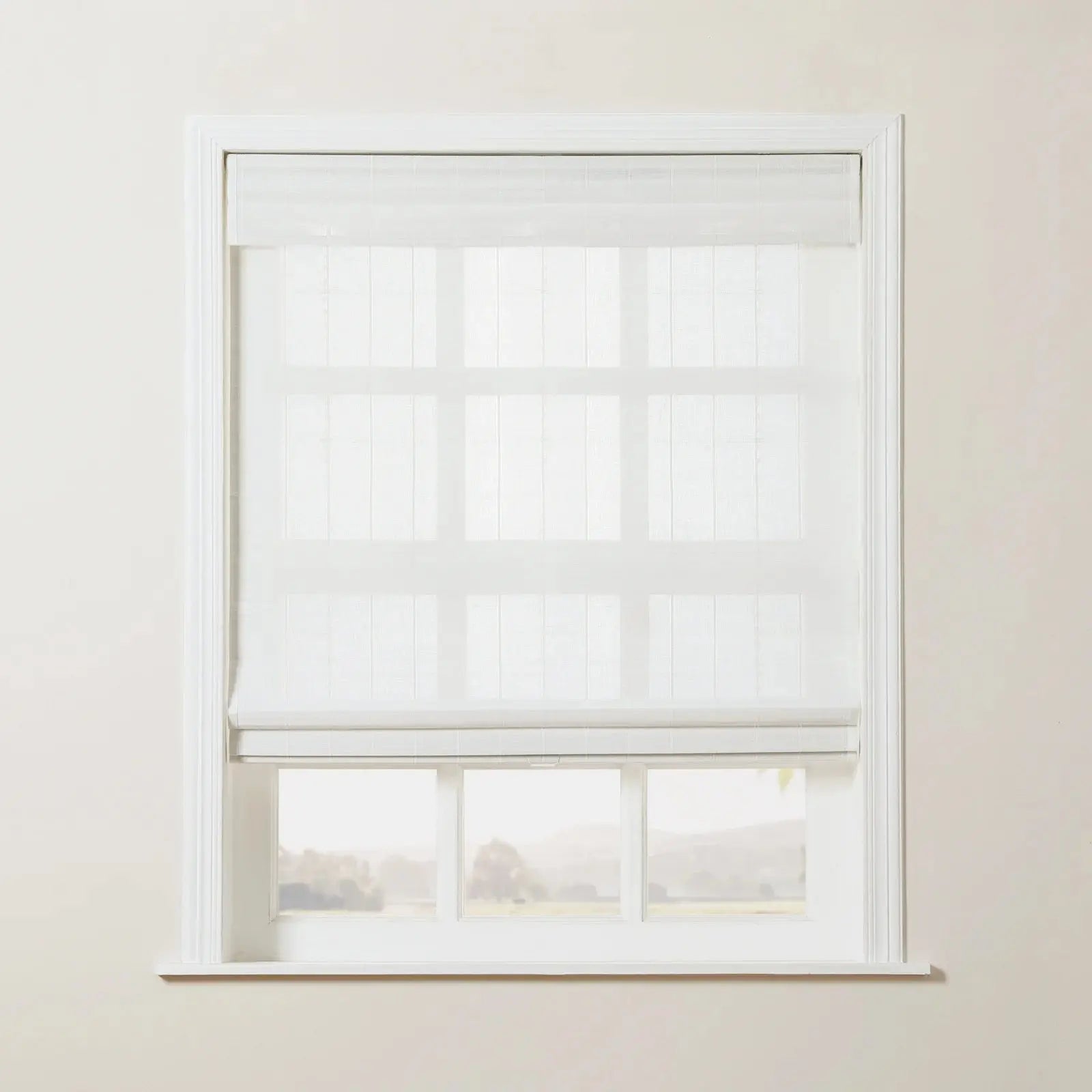 Sybil Bamboo Roman Shade - White Window Blinds for Natural Light Control & Privacy | Perfect for Living Room, Bedroom, or Office Decor