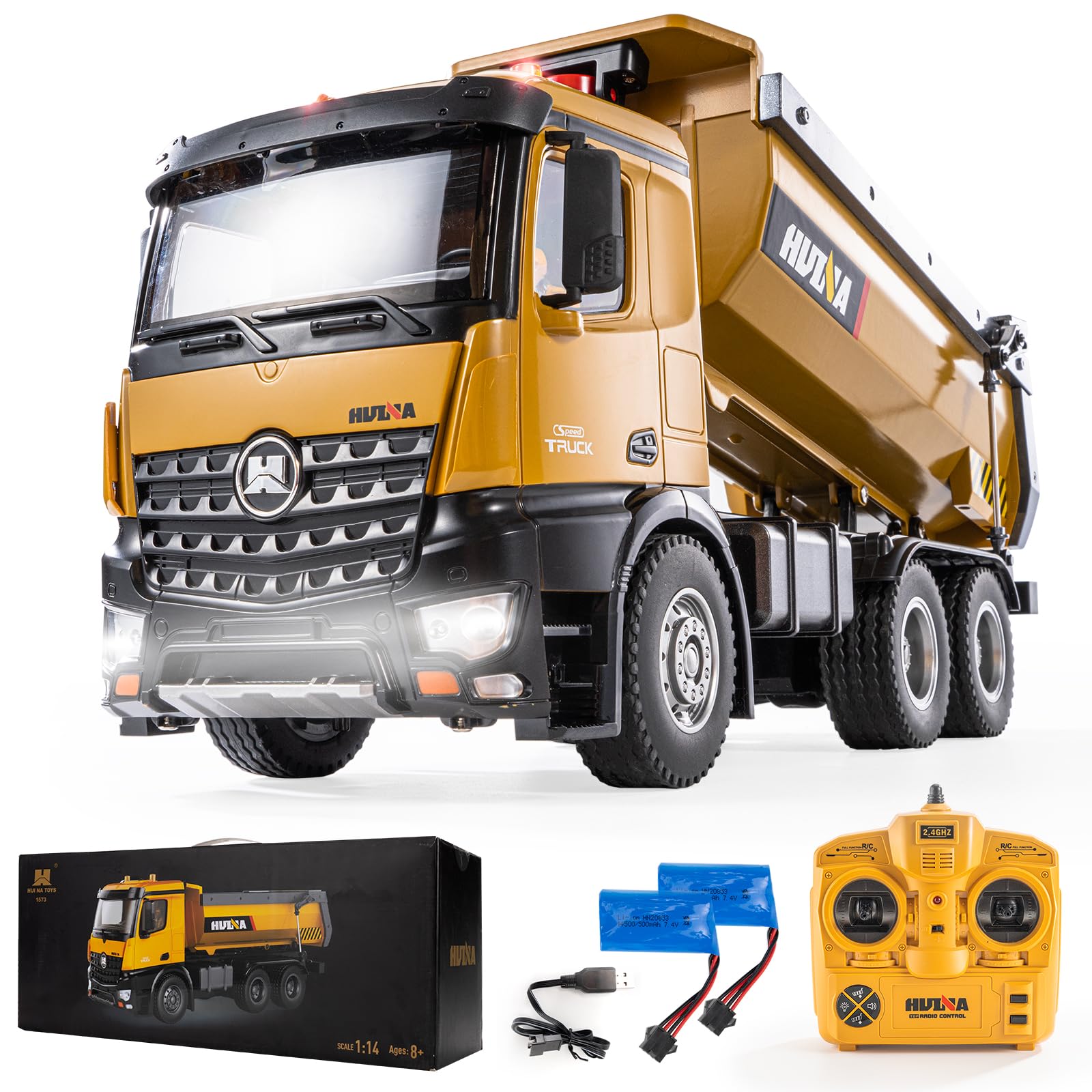 1/14 Scale RC Dump Truck Toy - 10CH Remote Control Construction Vehicle for Boys & Adults, Heavy Duty Metal Truck with 7KG+ Load Capacity | Birthday Gift for Kids | Construction Site Play, Outdoor Adventure & Collector's Item