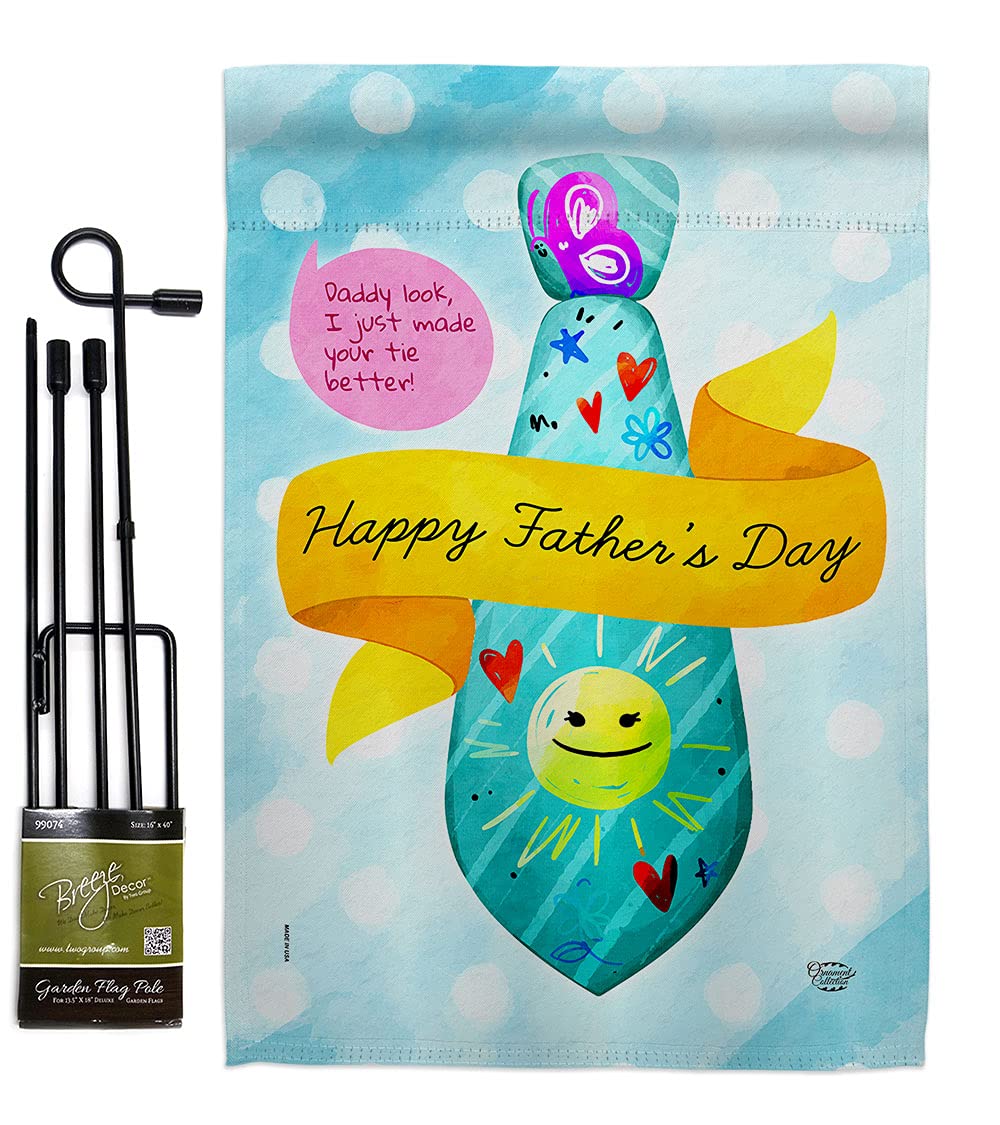 Happy Daddy Day Garden Flag Set - Double-Sided Yard Banner for Dad & Grandpa - Made in USA