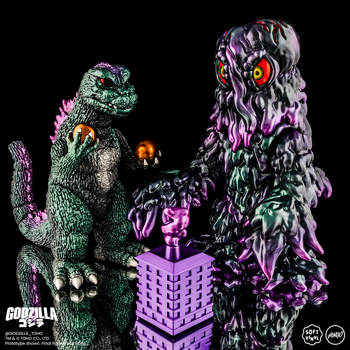 Godzilla vs Hedorah Soft Vinyl Figure Set - Limited Edition Oil Slick Variant - Japanese Kaiju Collectible for Display & Home Decor