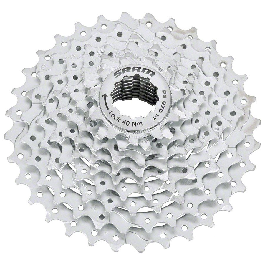 SRAM PG 970 9-Speed Bicycle Cassette - 11-32T Silver MTB/ Road Bike Gear for Smooth Shifting | Perfect for Mountain Biking, Commuting & Road Cycling