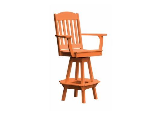 A & L Furniture Classic Swivel Bar Chair with Arms - Modern Counter Height Stool for Kitchen Island, Home Bar & Dining Room - Comfortable & Stylish Seating Solution