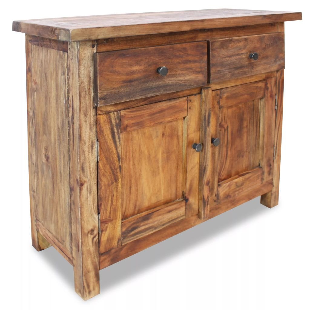 Solid Wood Kitchen Sideboard Cabinet - 2 Door 2 Drawer Free Standing Storage Chest for Dining Room, Bedroom & Kitchen | Perfect for Organizing Dishes, Linens & Home Decor
