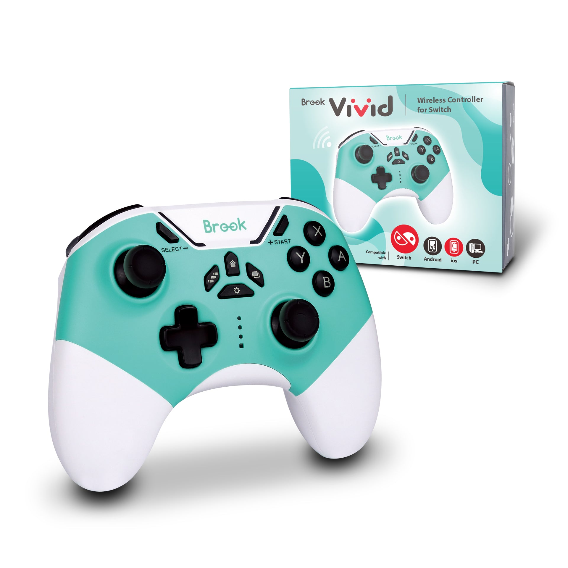 Brook Vivid Wireless Gaming Controller for PS4/PS5/PC - Blue | Ergonomic Design with Dual Vibration | Perfect for FPS, Racing & Sports Games