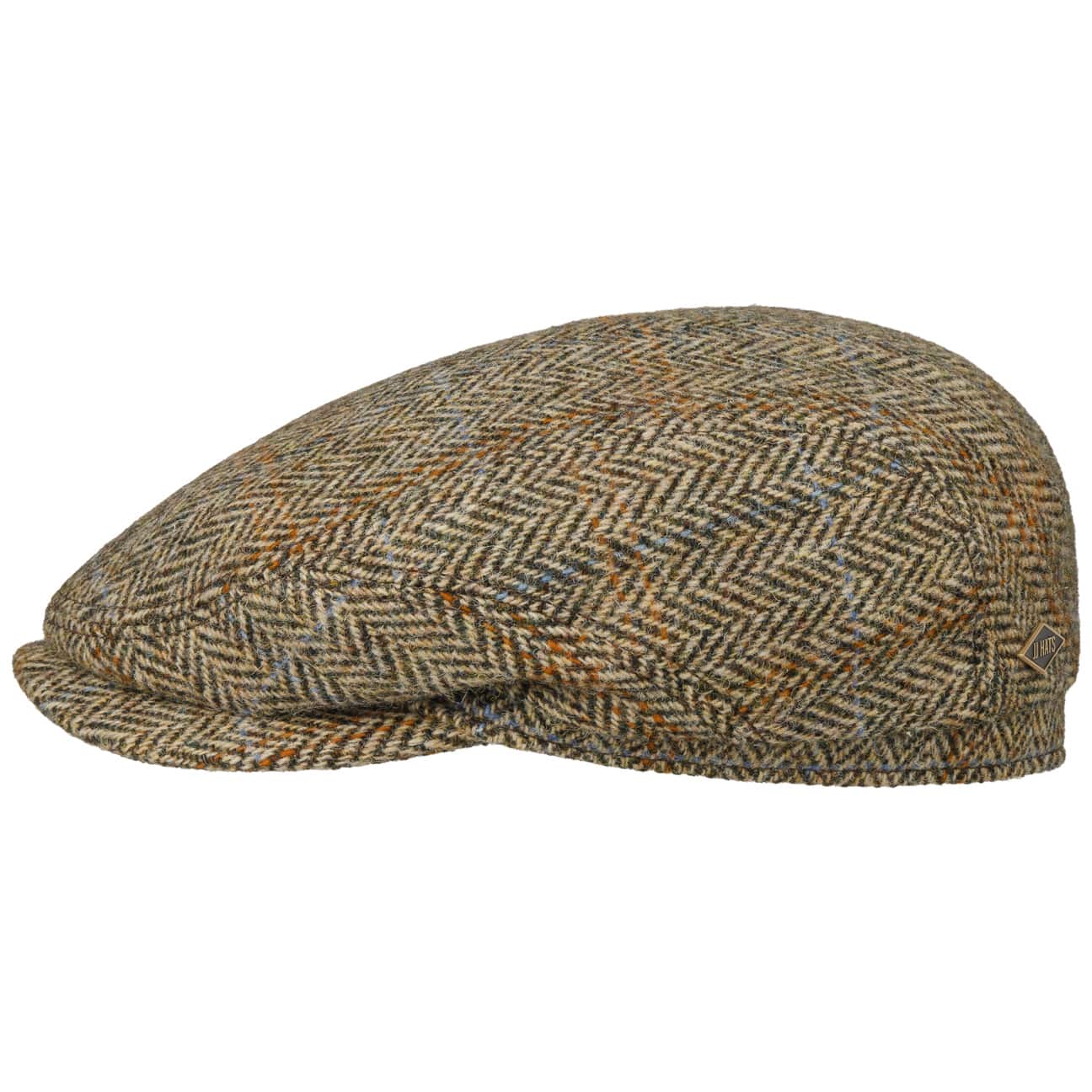 JJ Hats Men's Classic Driver Cap in Premium Harris Tweed - Stylish Vintage Flat Cap for Outdoor, Golf, and Casual Wear