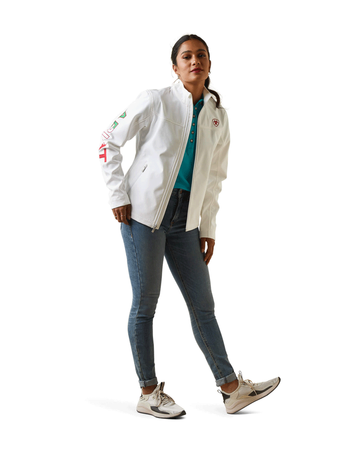 Ariat Women's Classic Team Softshell Jacket - White | Lightweight Water-Resistant Windbreaker for Outdoor Activities, Hiking & Casual Wear