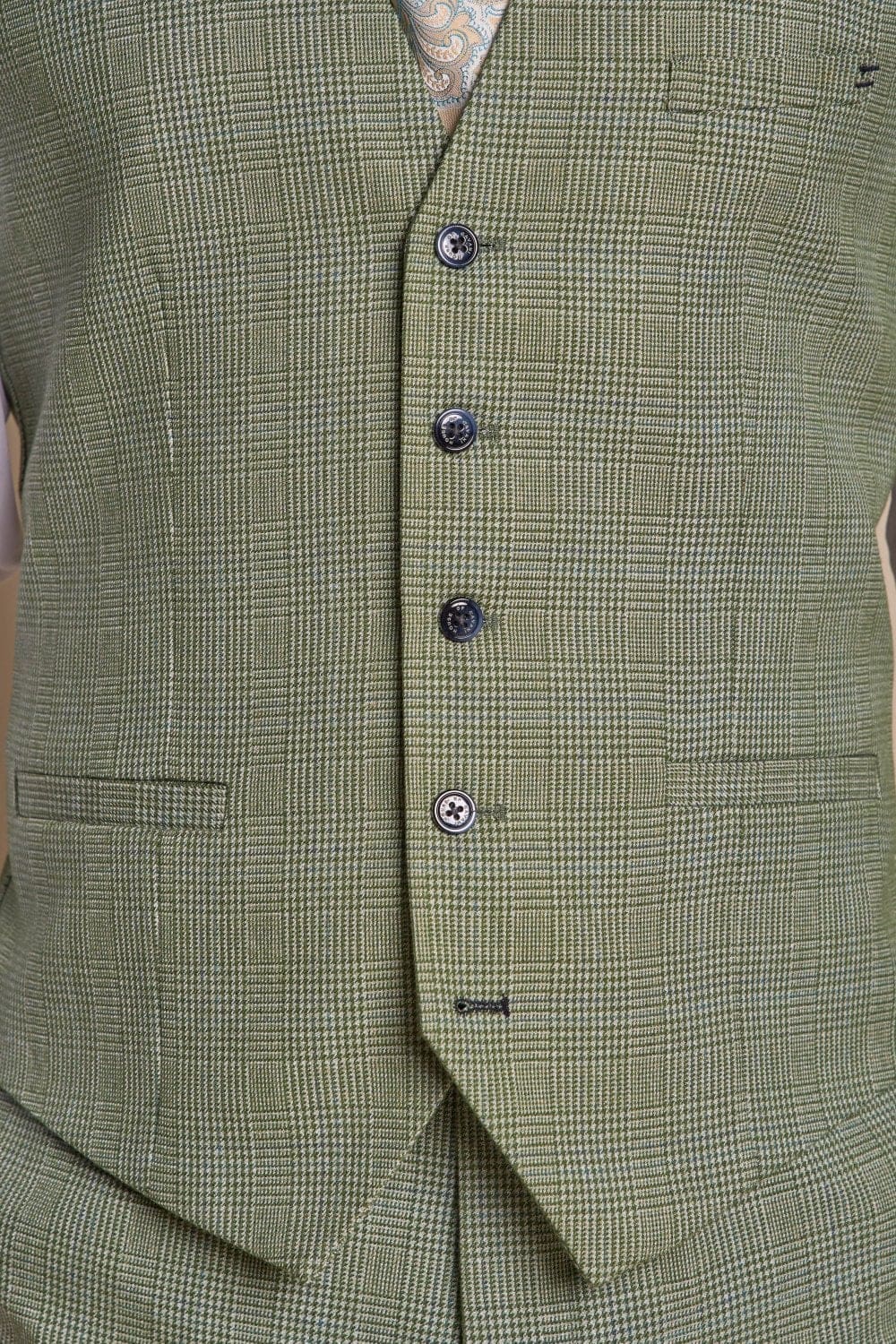 Cavani Caridi Men's Sage Tweed Waistcoat Vest | Classic Slim Fit Formal Vest for Weddings, Business & Special Occasions