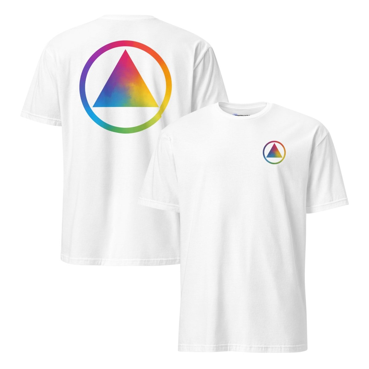 Rainbow Sobriety Symbol T-Shirt - Embroidered Chest & Back Design | Premium Cotton Tee for Recovery & Pride Events | Addiction Awareness Apparel