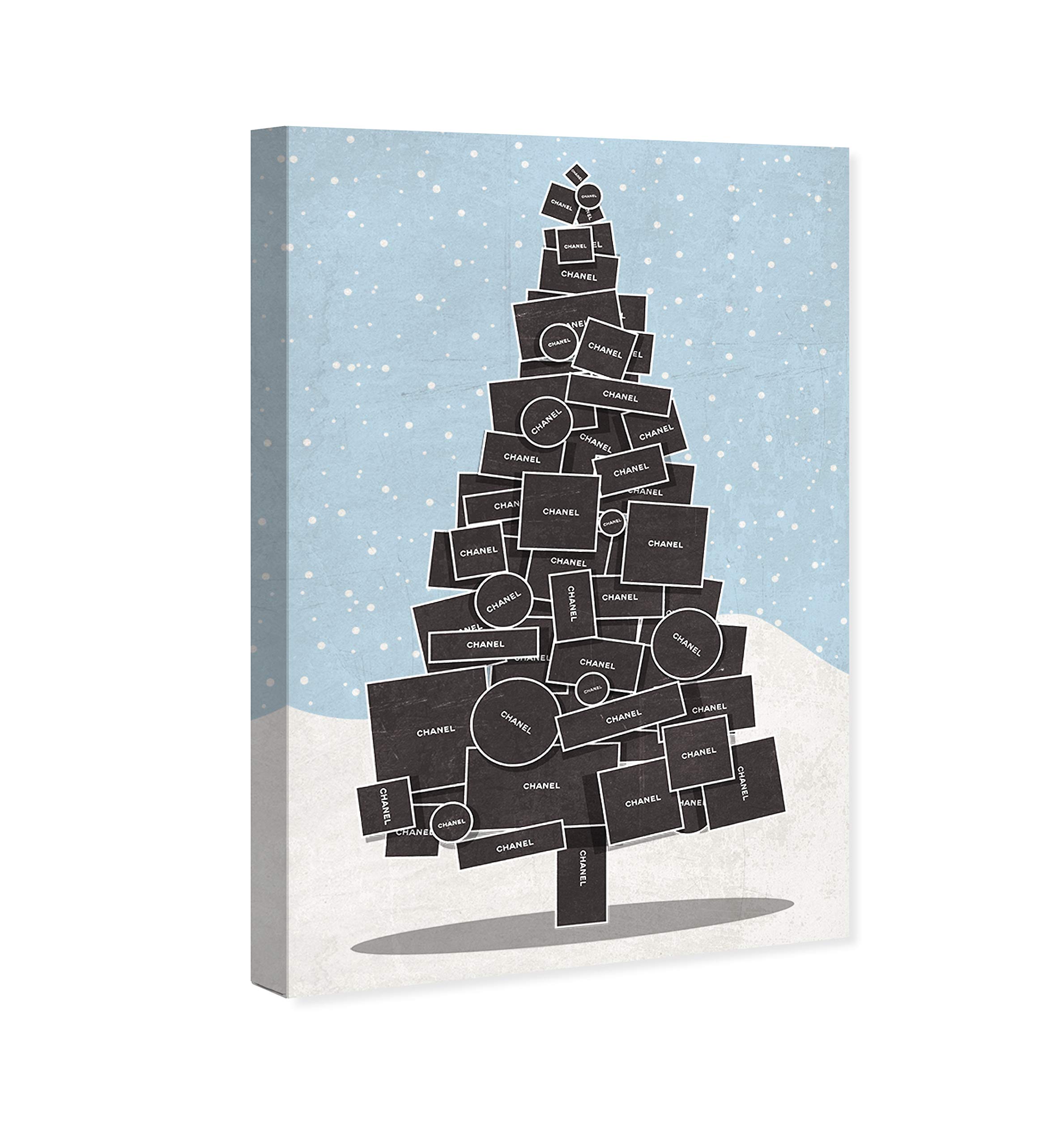Oliver Gal Artist Co. 'White Christmas' Wall Art Canvas Print - 10x15 Inch Holiday Home Decor in Black & Blue - Perfect for Living Room, Bedroom & Office Decorations