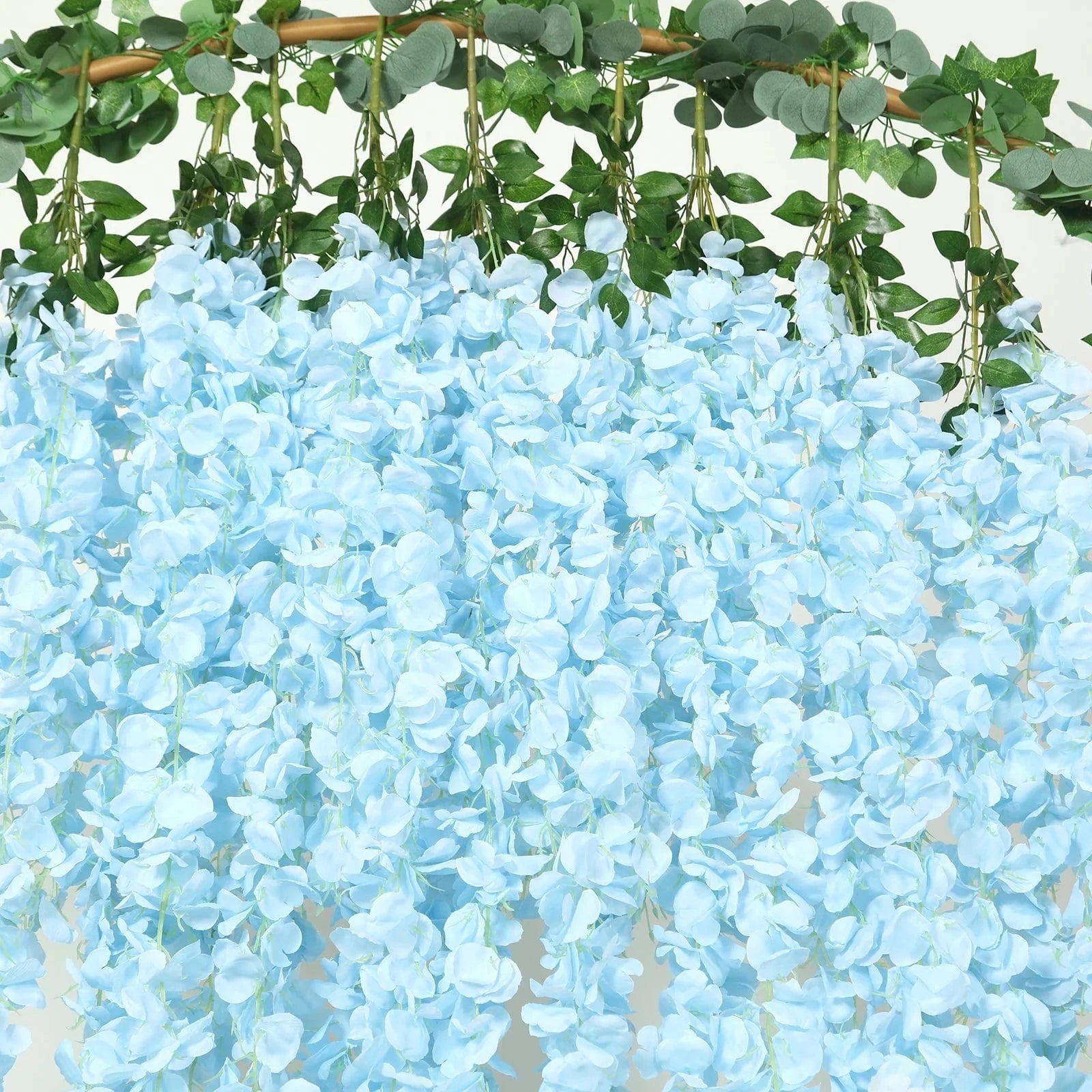 42 Inch Tall Artificial Silk Wisteria Hanging Vine Bush - Purple Faux Flowers for Home Decor, Wedding Centerpieces, Garden & Outdoor Party Decorations