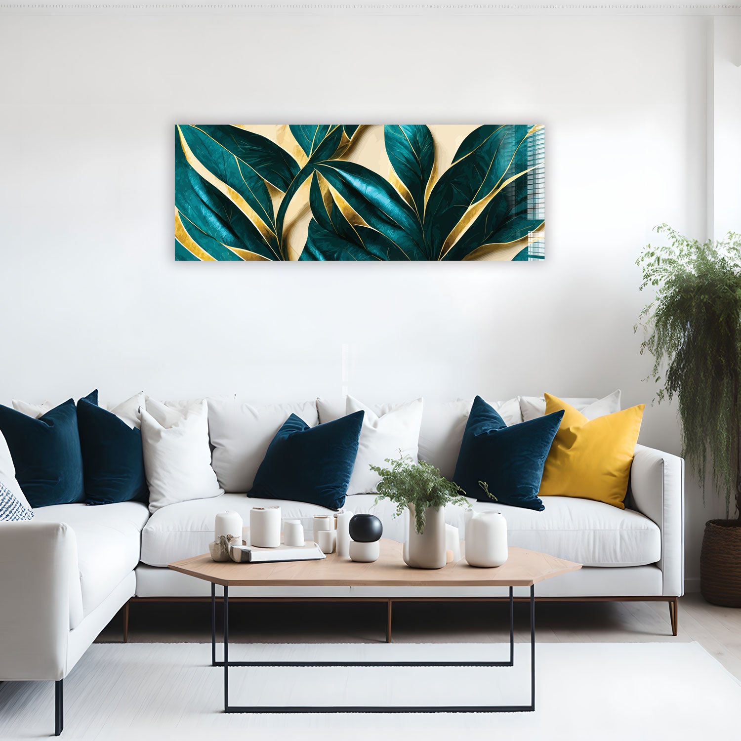 Vivid Leaves Panoramic Wall Art - Stunning Nature-Themed Home Decor for Living Room, Bedroom & Office | Perfect for Modern Interior Design & Gift Giving