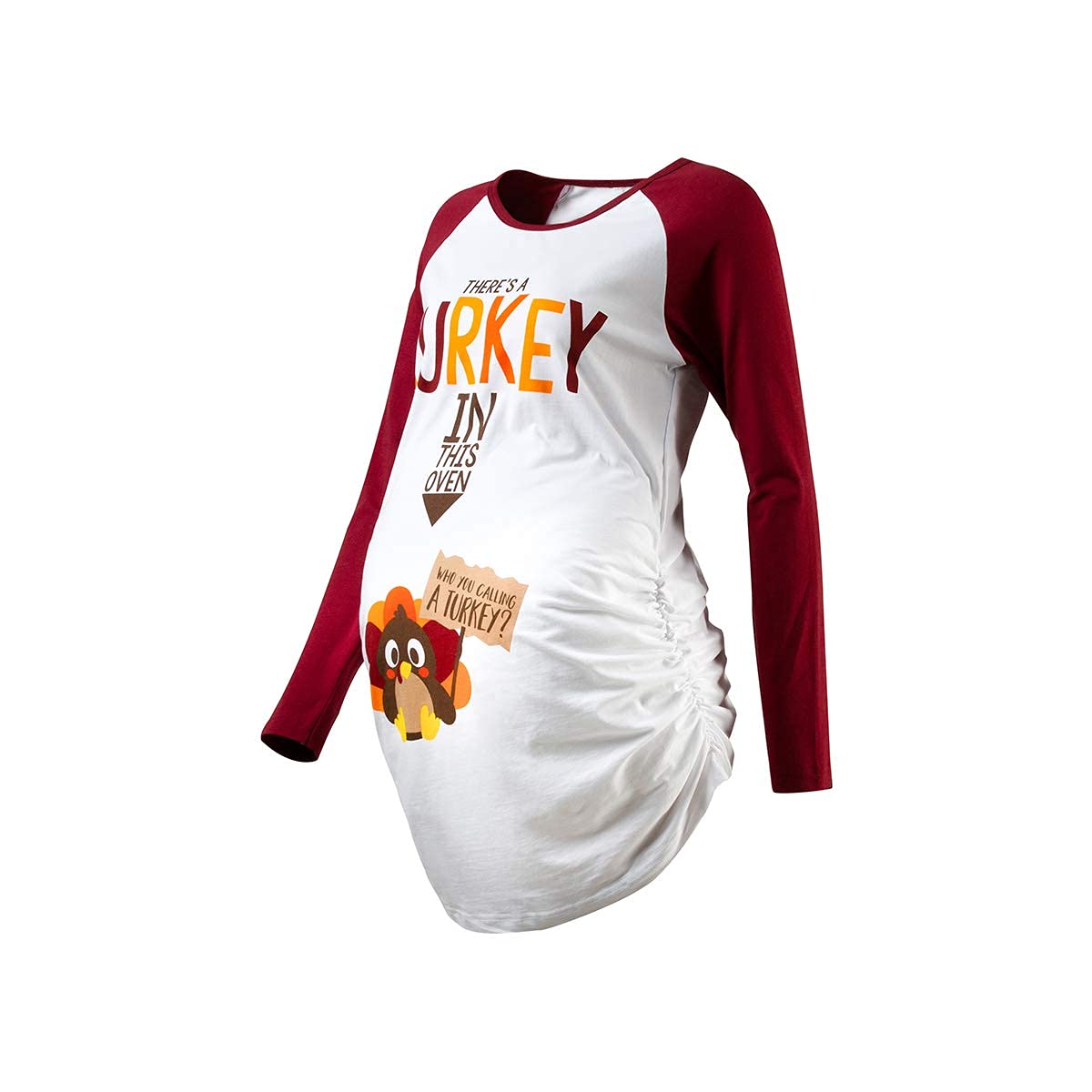 Thanksgiving Matching Family Shirts - Turkey Costume Maternity Long Sleeve Tops for Women | Holiday Party Outfit, Family Photos & Festive Gatherings