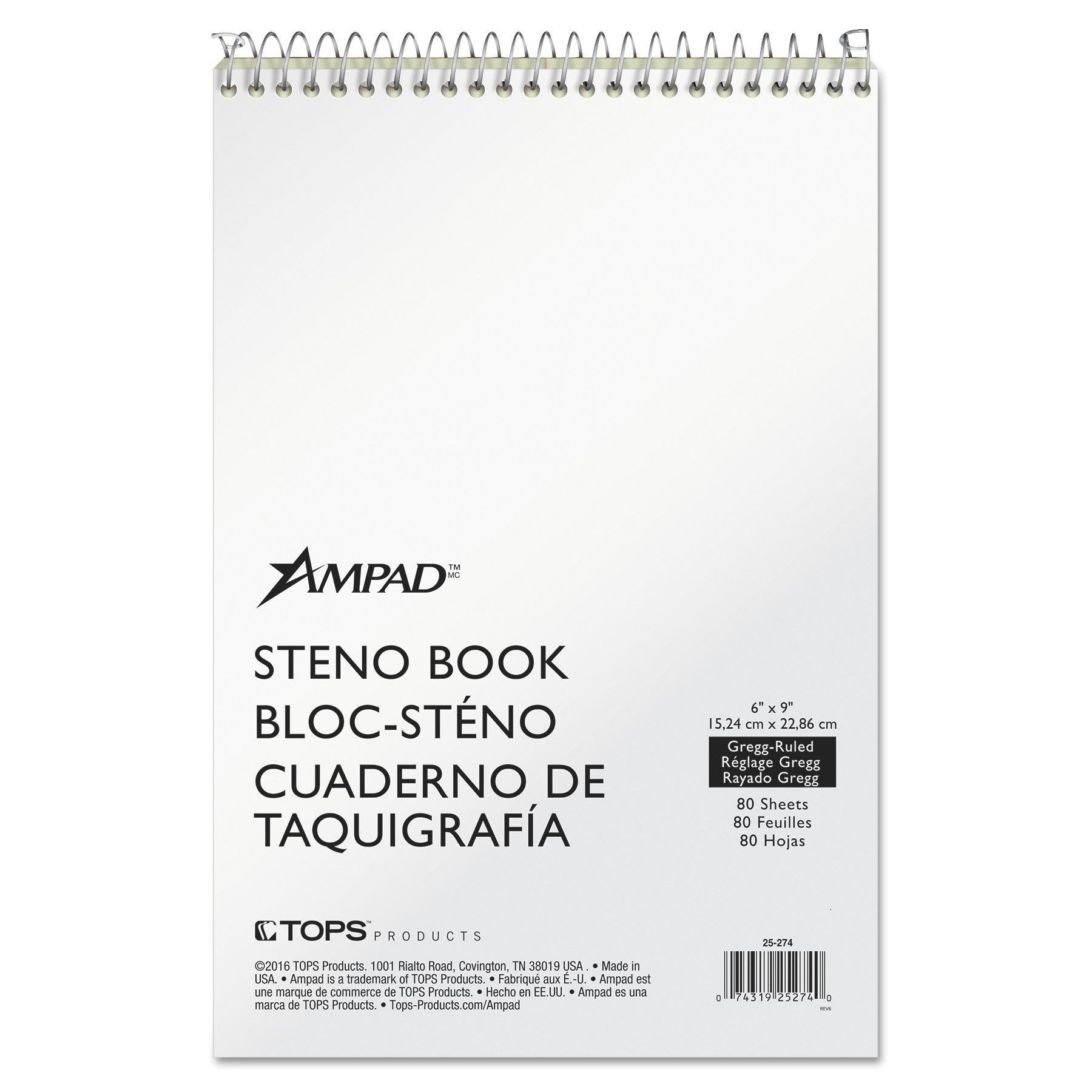 Ampad® Steno Pads - Gregg Rule Notebook, 6