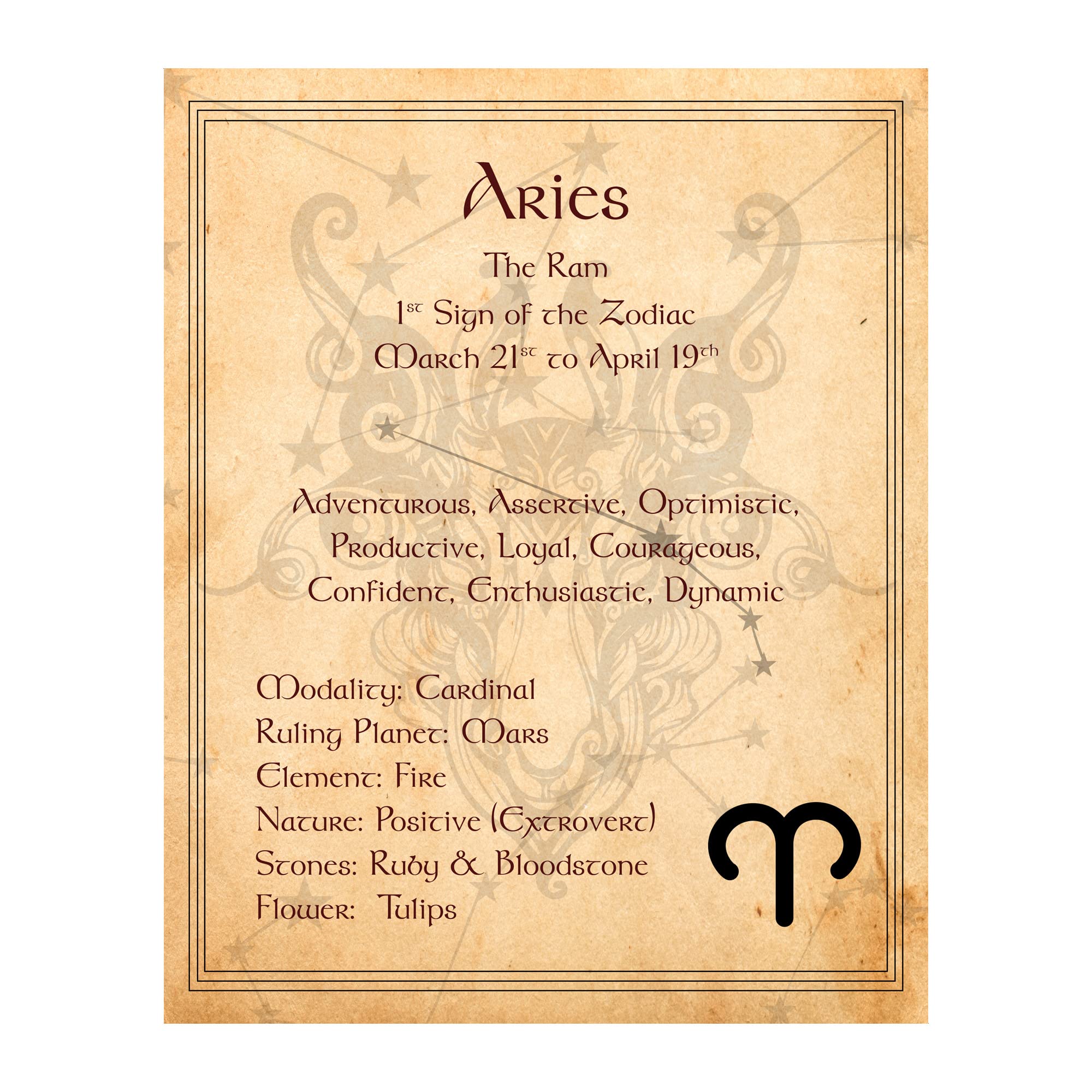 Aries Zodiac Wall Art Print - 8x10