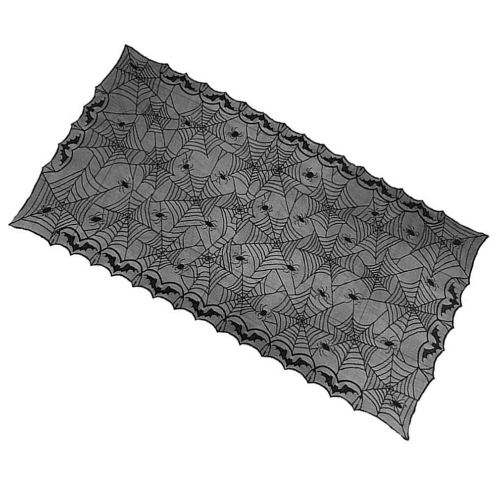 HEMOTON Halloween Spider Web Tablecloth - Black Halloween Party Decorations for Table Cover, Scarf & Spooky Decor - Perfect for Halloween Parties, Home Decor & Themed Events