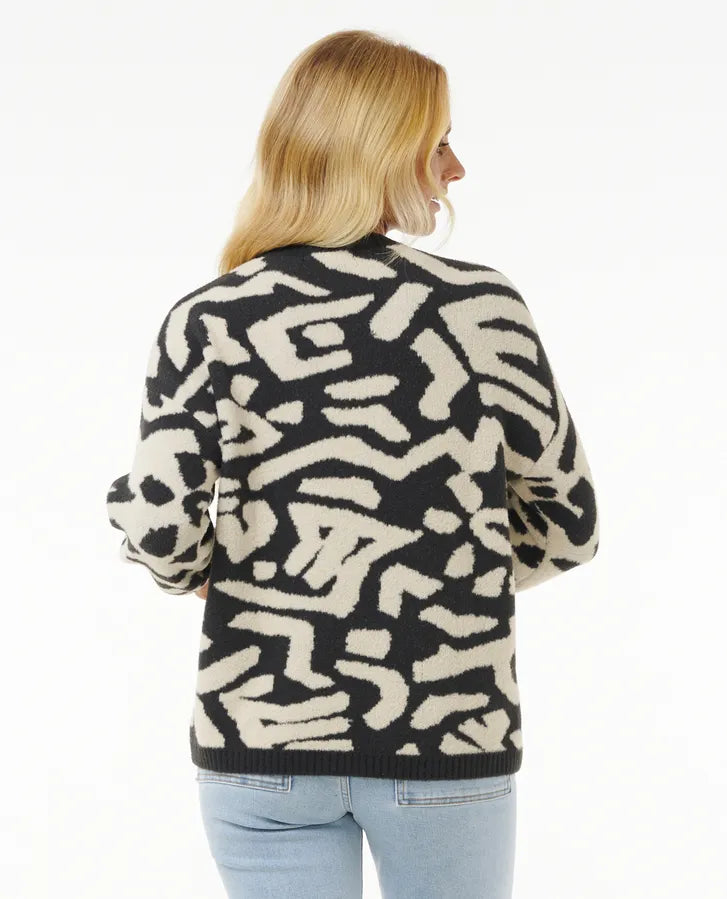 Rip Curl Women's SW Crew RLX Jacket - Lightweight Fleece Pullover for Surfing, Hiking & Outdoor Activities (Navy Blue N2)