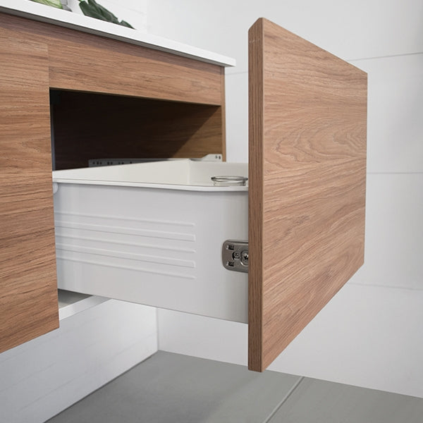 ADP Glacier Lite Slim Vanity with Ceramic Top - Modern Bathroom Storage for Small Spaces | Perfect for Powder Rooms, Apartments & Tiny Homes