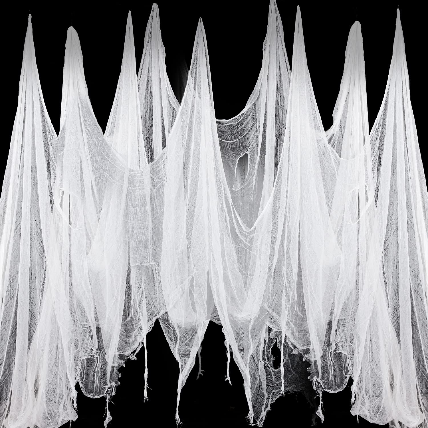 Whaline Halloween White Creepy Fabric (276 x 87 inches) - Spooky Ghost Cloth for Haunted House Decorations, Party Supplies & Outdoor Scary Decor | Perfect for Halloween Parties, Haunted Attractions & Themed Events