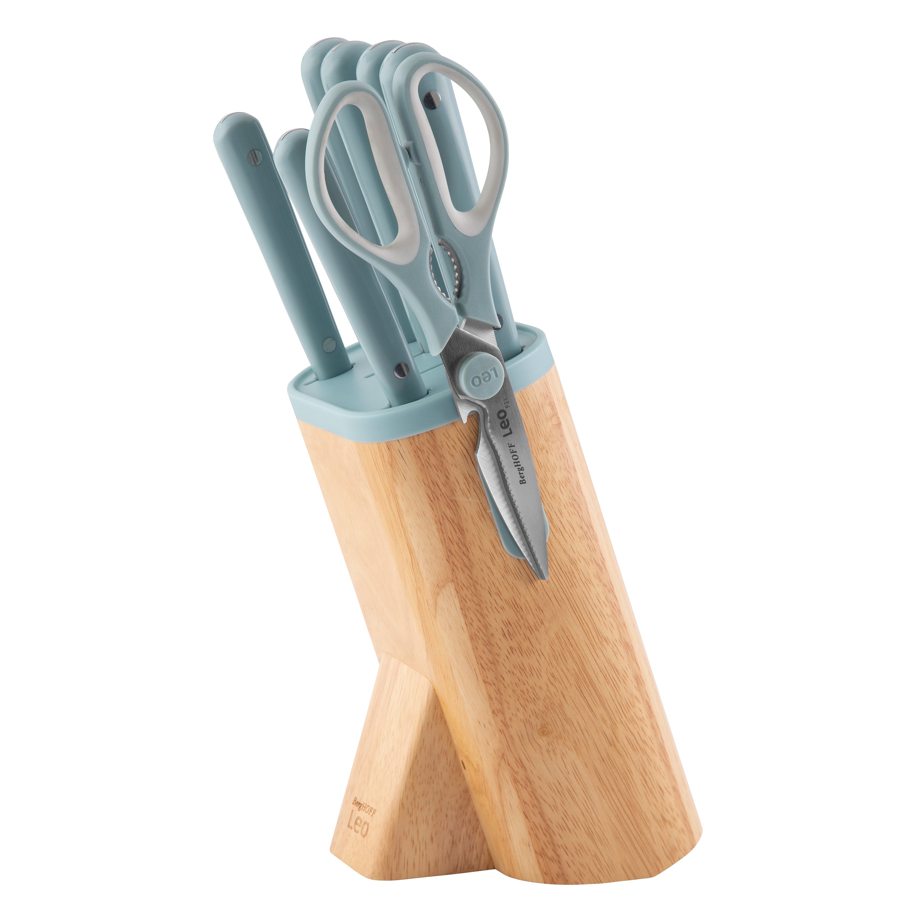 BergHOFF Leo Slate 7-Piece Stainless Steel Knife Block Set - Premium Kitchen Cutlery for Home Chefs & Cooking Enthusiasts