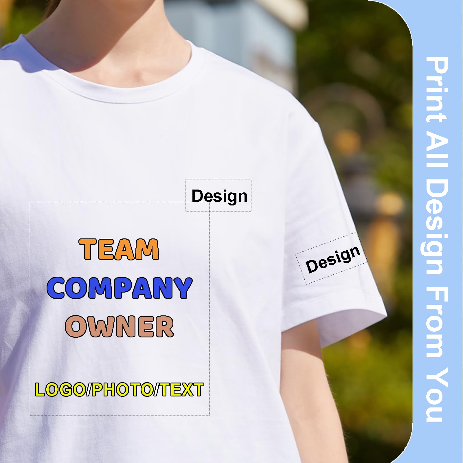 Custom Logo T-Shirts for Men & Women - 100% Cotton Personalized Printed Tees - Perfect for Team Uniforms, Events & Promotions